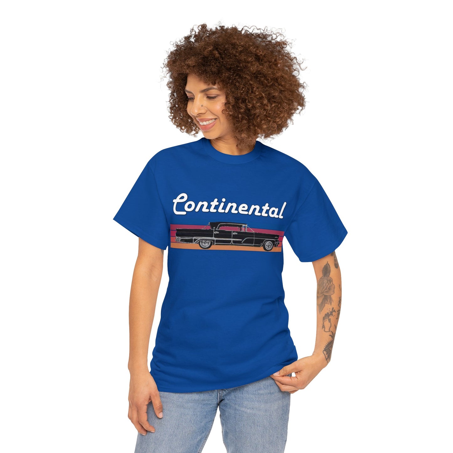 1959 Continental Retro Vintage American Car With Tail Fins Heavy Cotton Tee