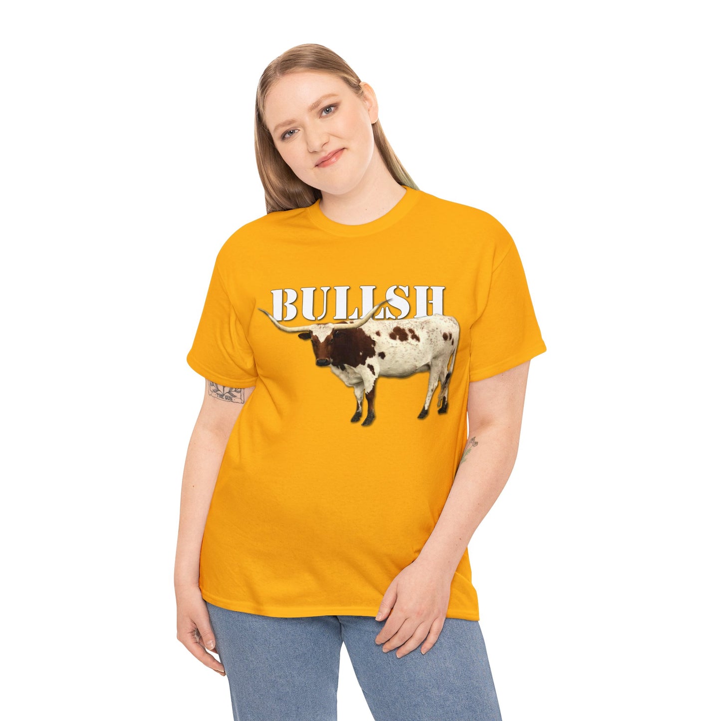 Bullsh, Longhorn, Cow, Cattle, Funny, Texas, Country Heavy Cotton Tee