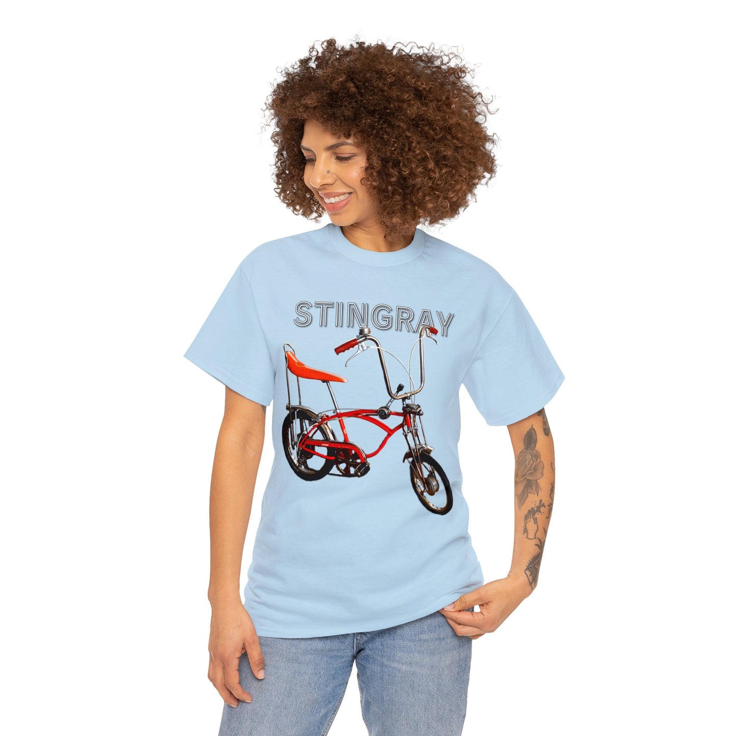 Stingray Krate Bicycle, Vintage Stick Shift Bike, Banana Seat Bike Heavy Cotton Tee