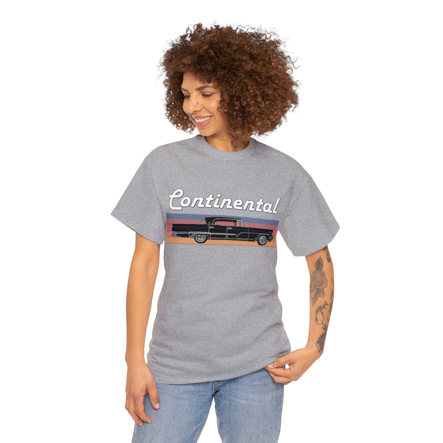 1959 Continental Retro Vintage American Car With Tail Fins Heavy Cotton Tee