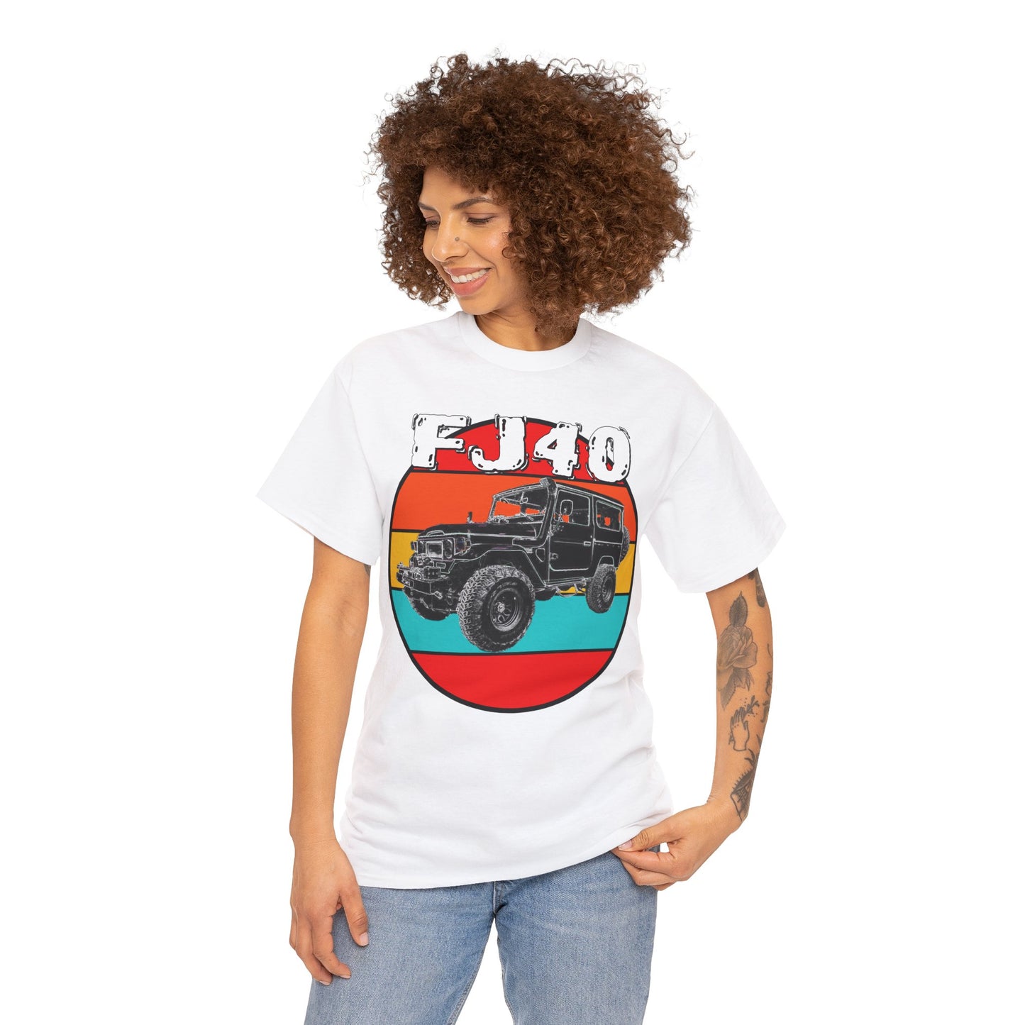 FJ 40 4x4 Off Road Truck Vintage Retro Heavy Cotton Tee