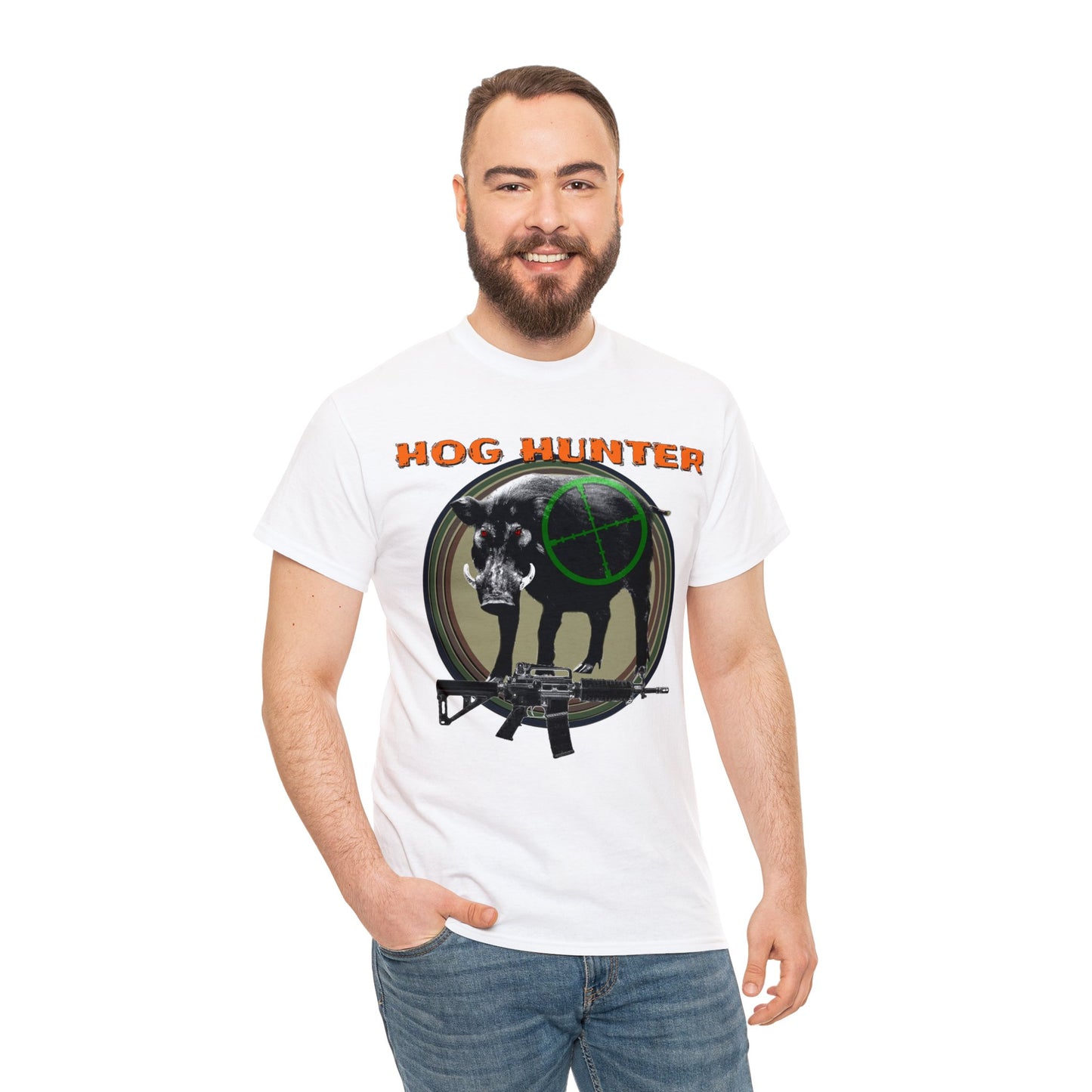 Wild Hog Hunter, Wild Hog, Hog Wild, Hog Boar Hunting Heavy Cotton Tee