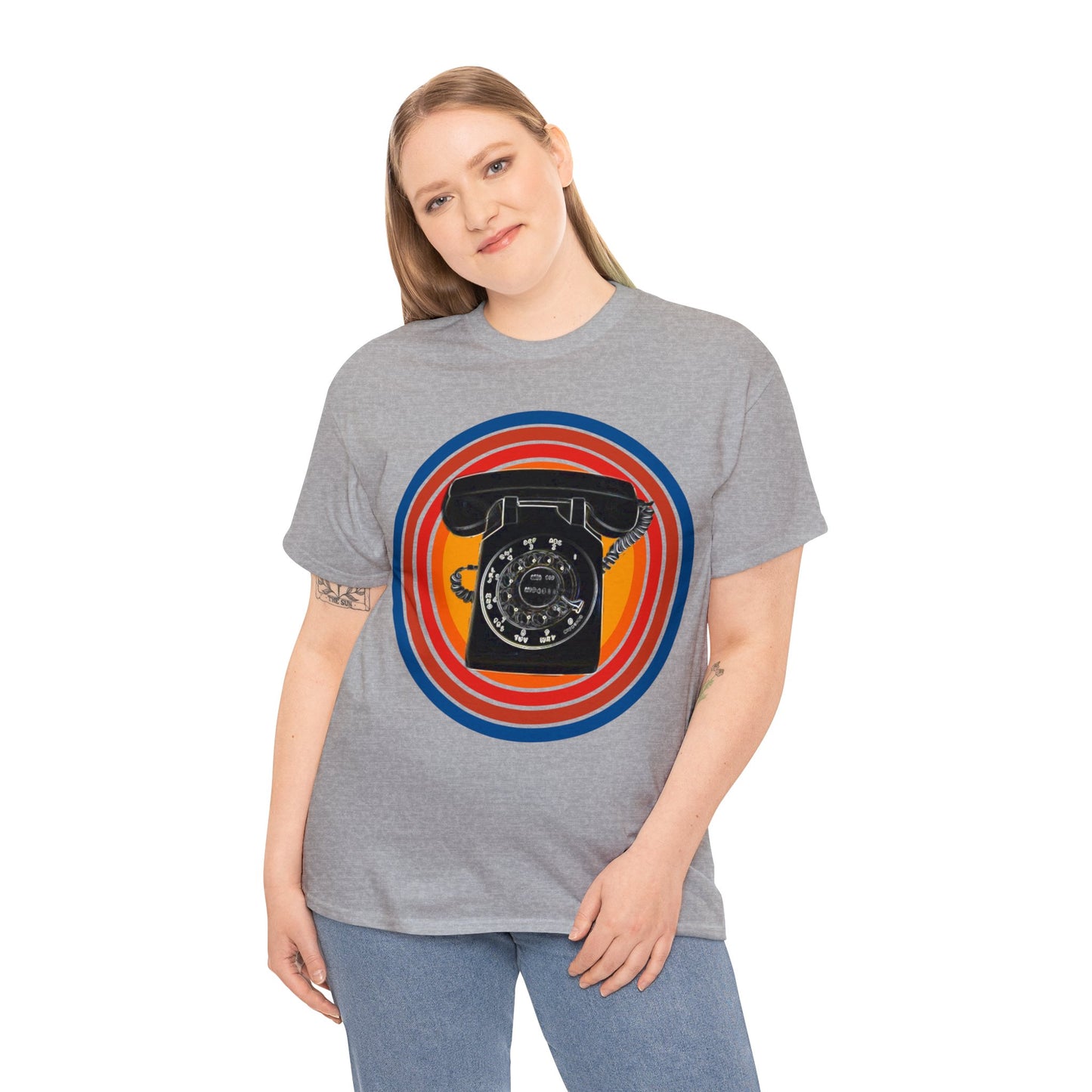 Vintage Retro Rotary Antique Telephone Phone Heavy Cotton Tee