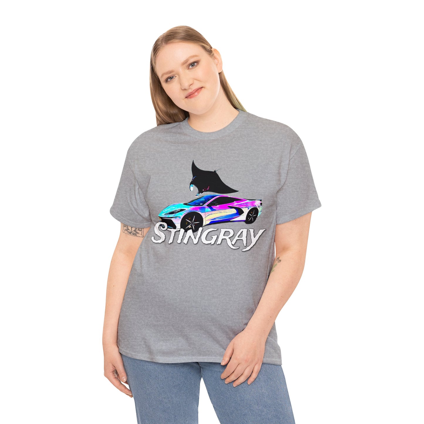 Sting Ray Car, Vette, Stingray Sports Car American Automobile Heavy Cotton Tee