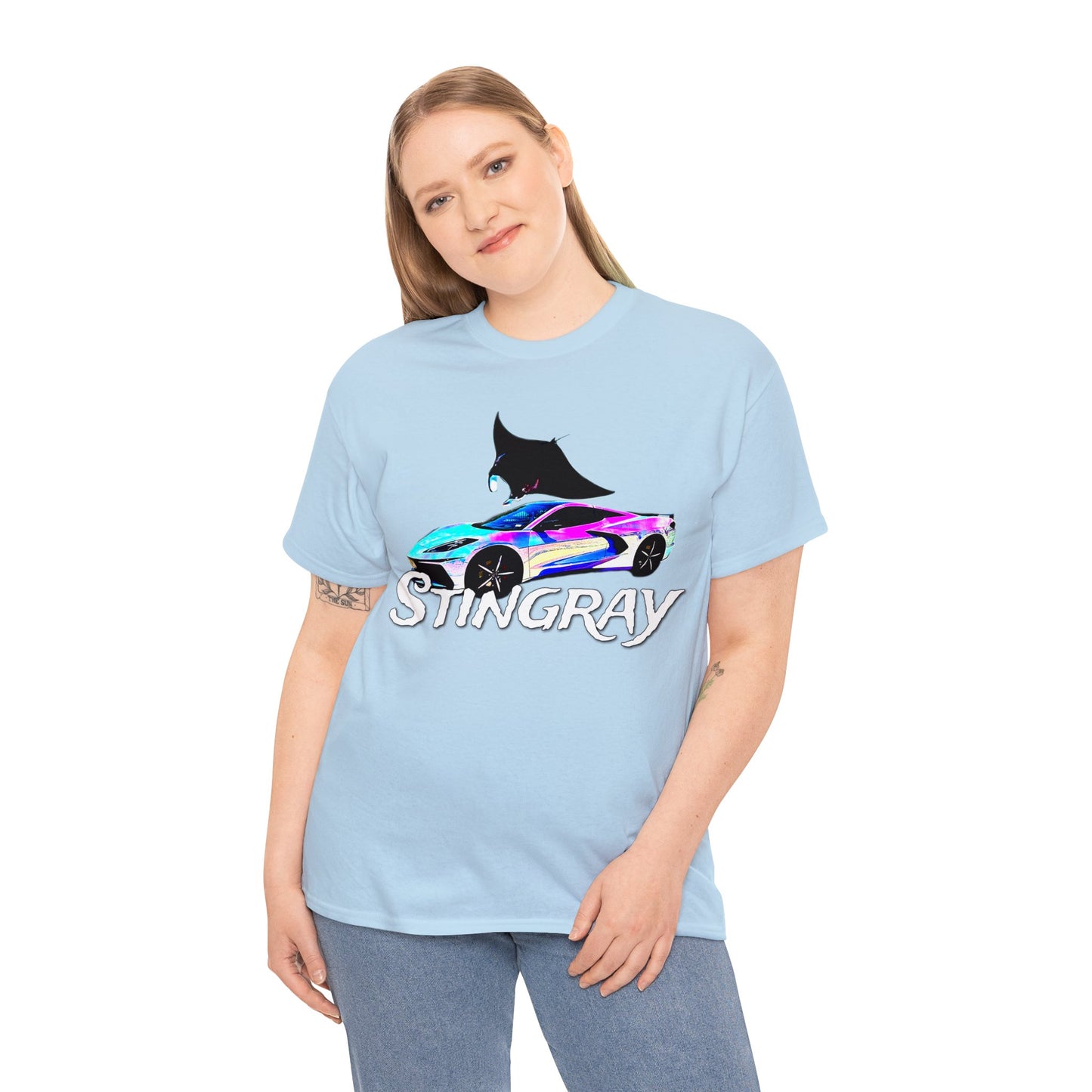 Sting Ray Car, Vette, Stingray Sports Car American Automobile Heavy Cotton Tee