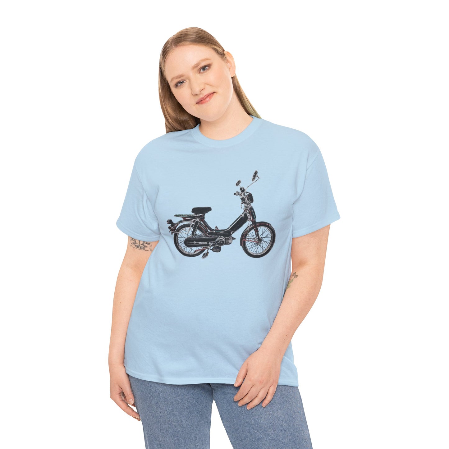 Vintage 1978 Pedal Moped Scooter Mini Bike Motorcycle Moped Heavy Cotton Tee