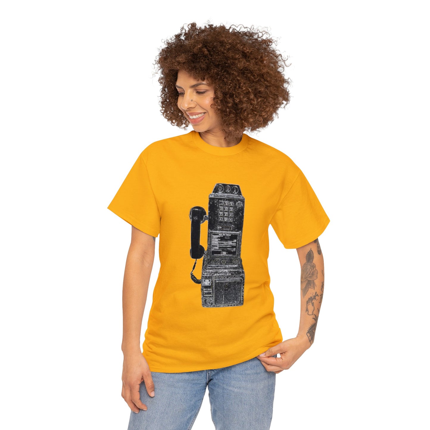 Vintage Retro Pay Phone Antique Telephone Phone Heavy Cotton Tee