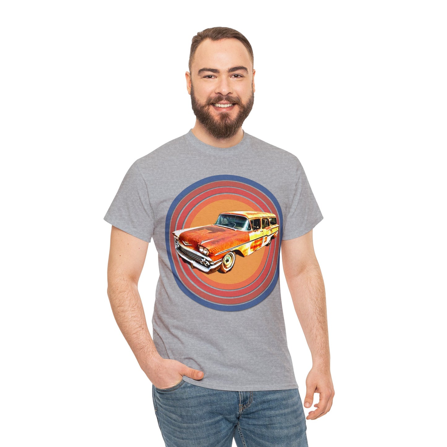 Vintage 1950's Station Wagon Car, Rusty Old Station Wagon, Vintage Station Wagon Heavy Cotton Tee