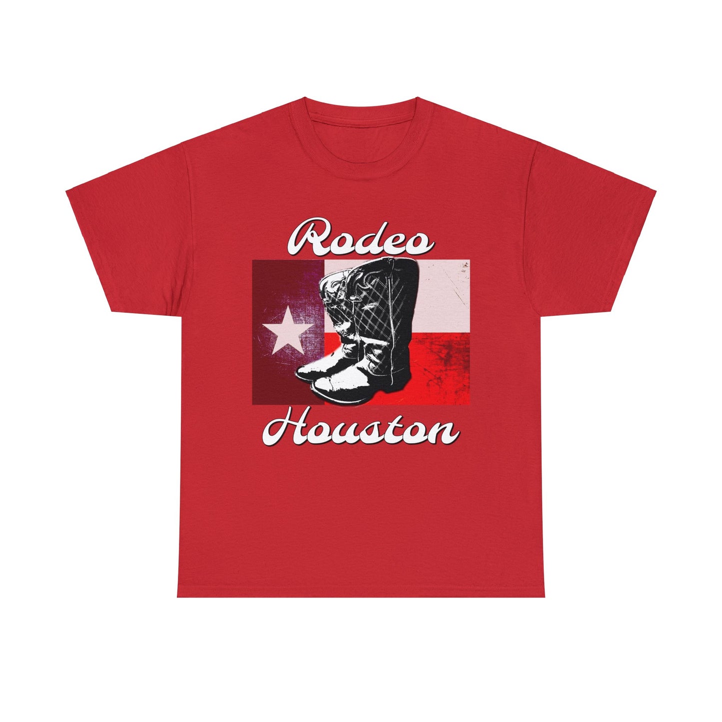 Vintage Rodeo Houston Texas Flag Bronc Buster Heavy Cotton Tee