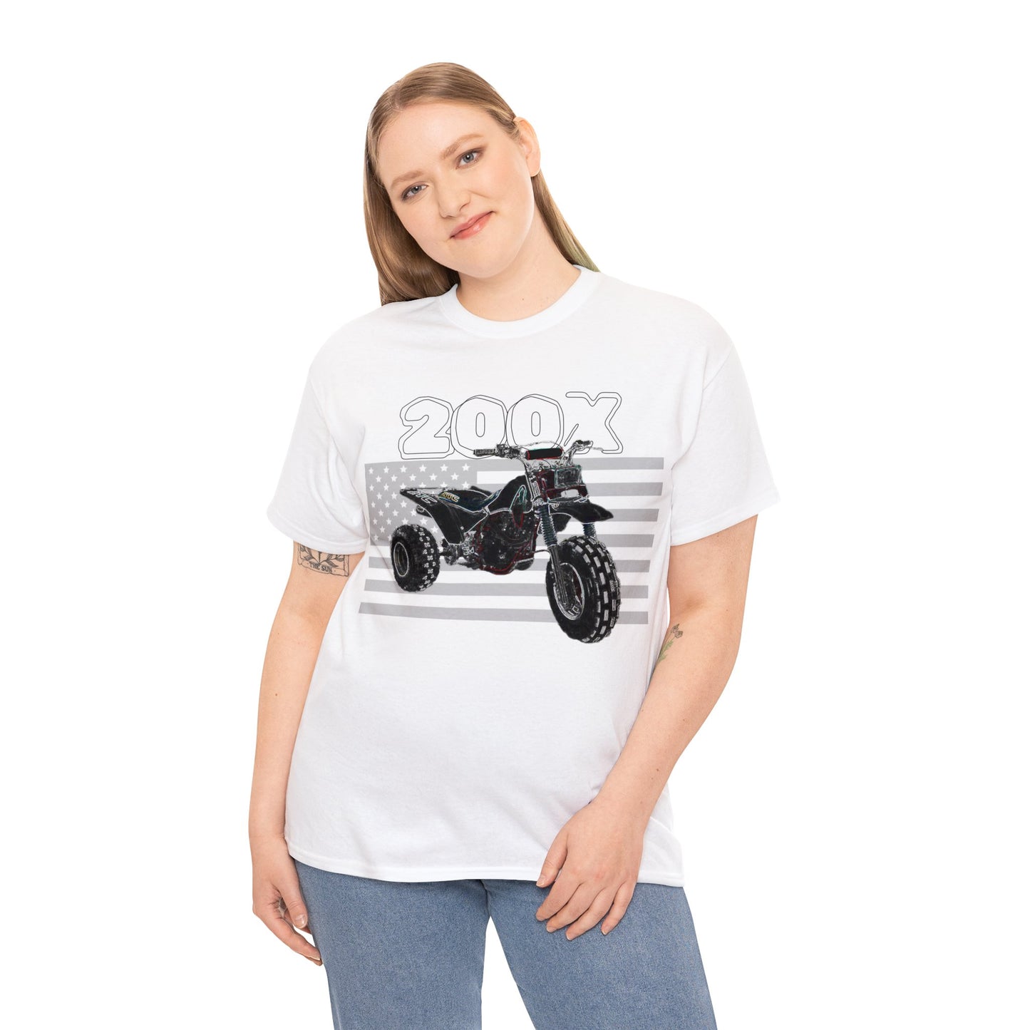 1985 Vintage Retro Three Wheeler ATV ATC 200x American Flag Heavy Cotton Tee