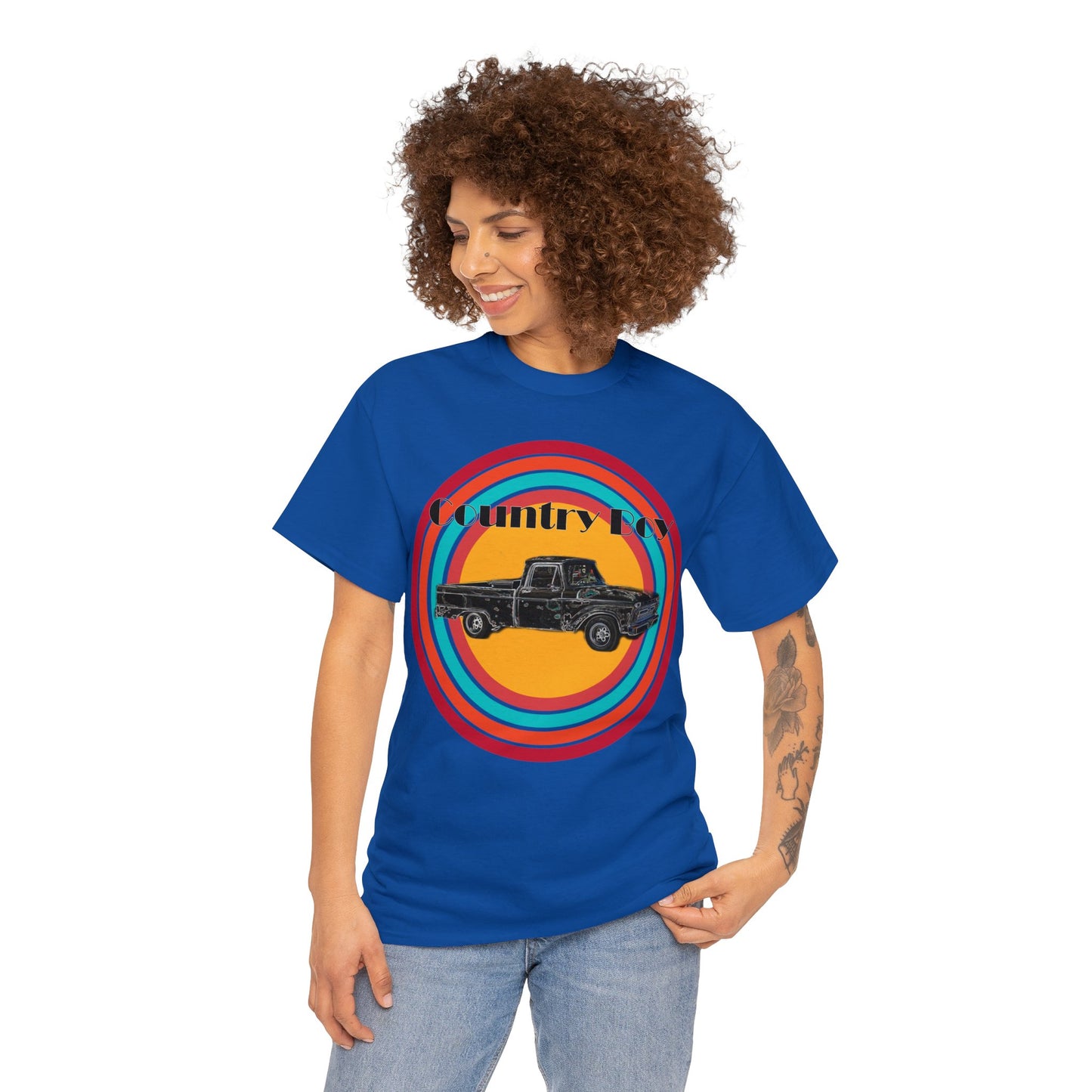 Country Boy Pickup Truck Western Unisex Heavy Cotton Tee