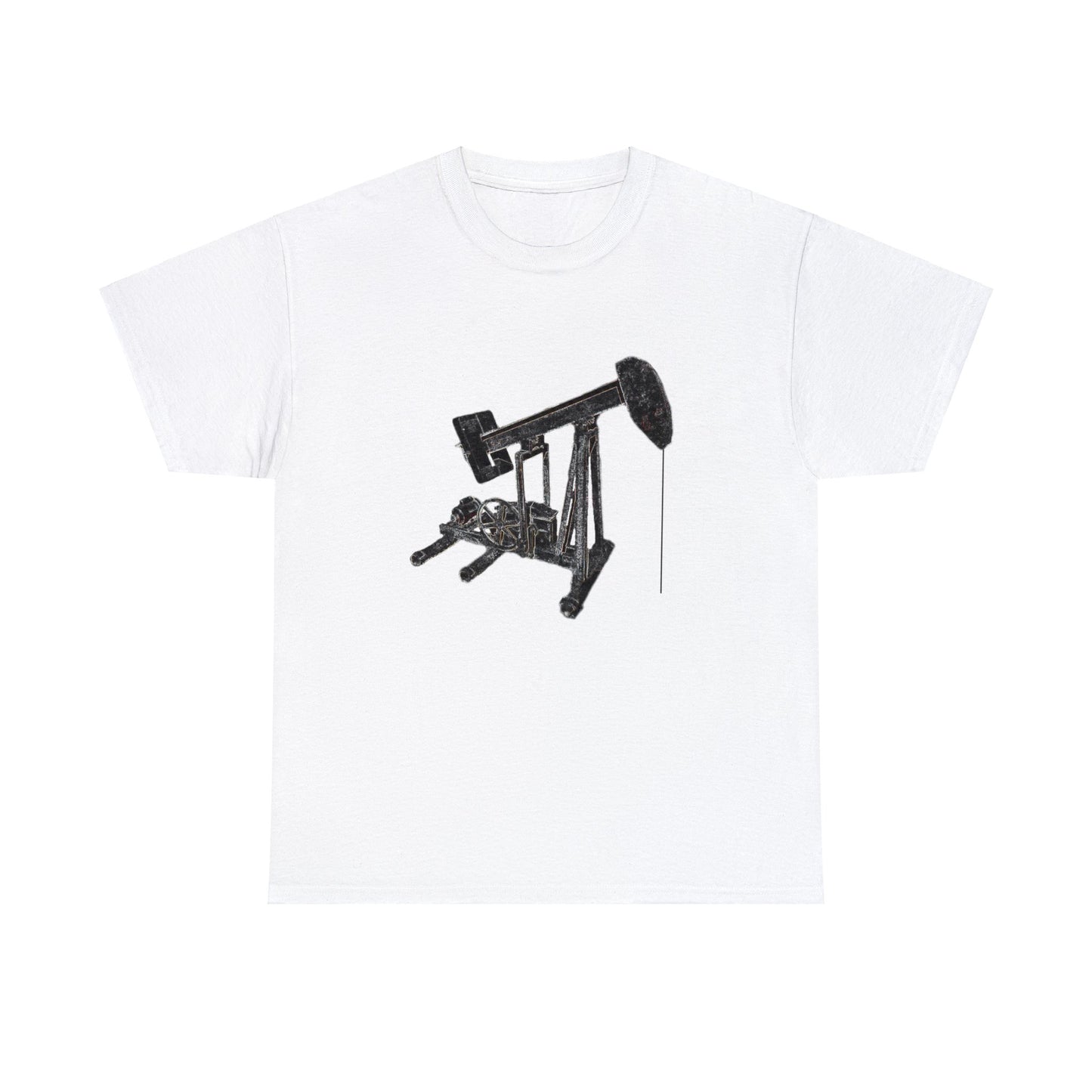 Vintage Retro Oil Field Pump Jack Heavy Cotton Tee