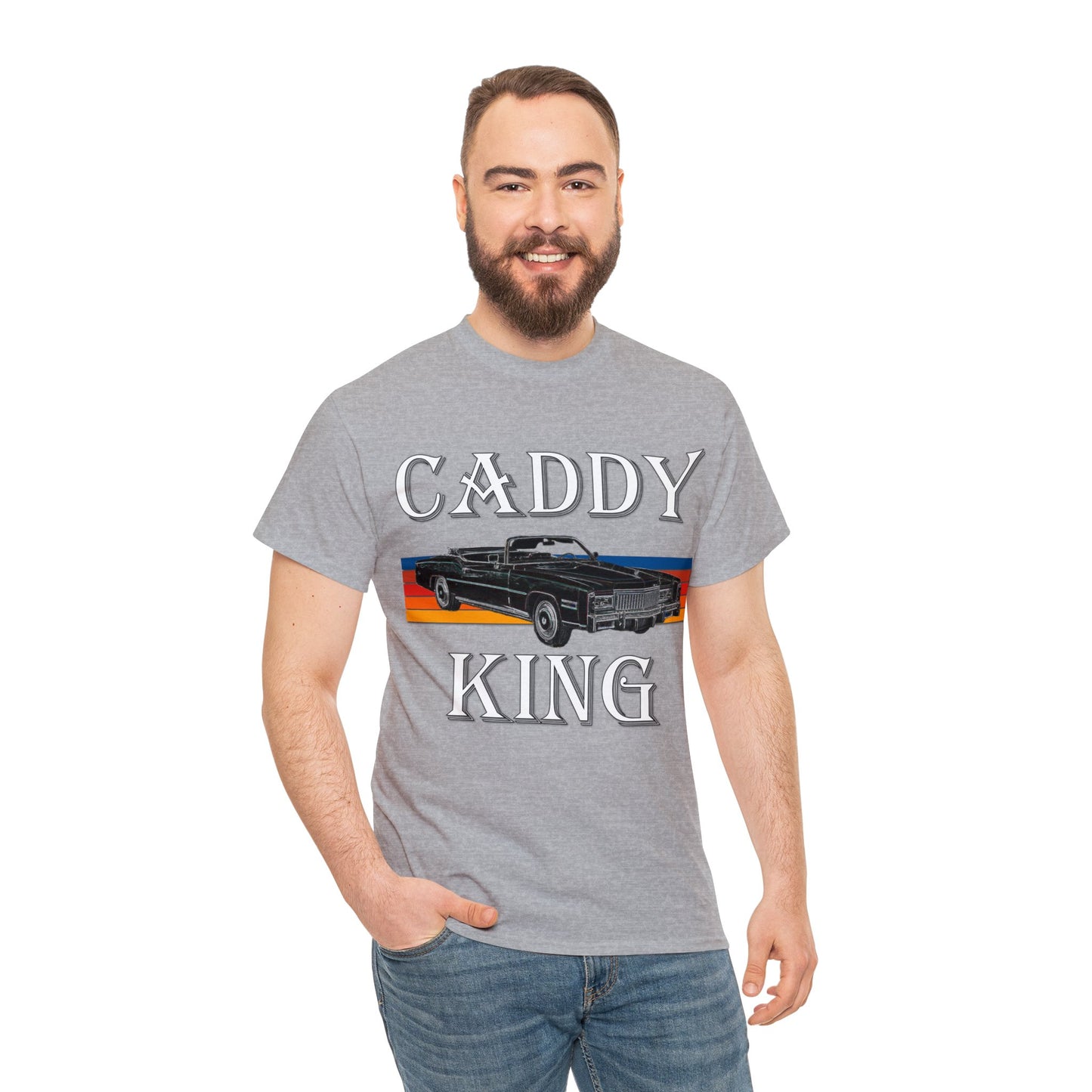 Caddy King, Vintage Cadillac Car, Convertible Caddy Heavy Cotton Tee