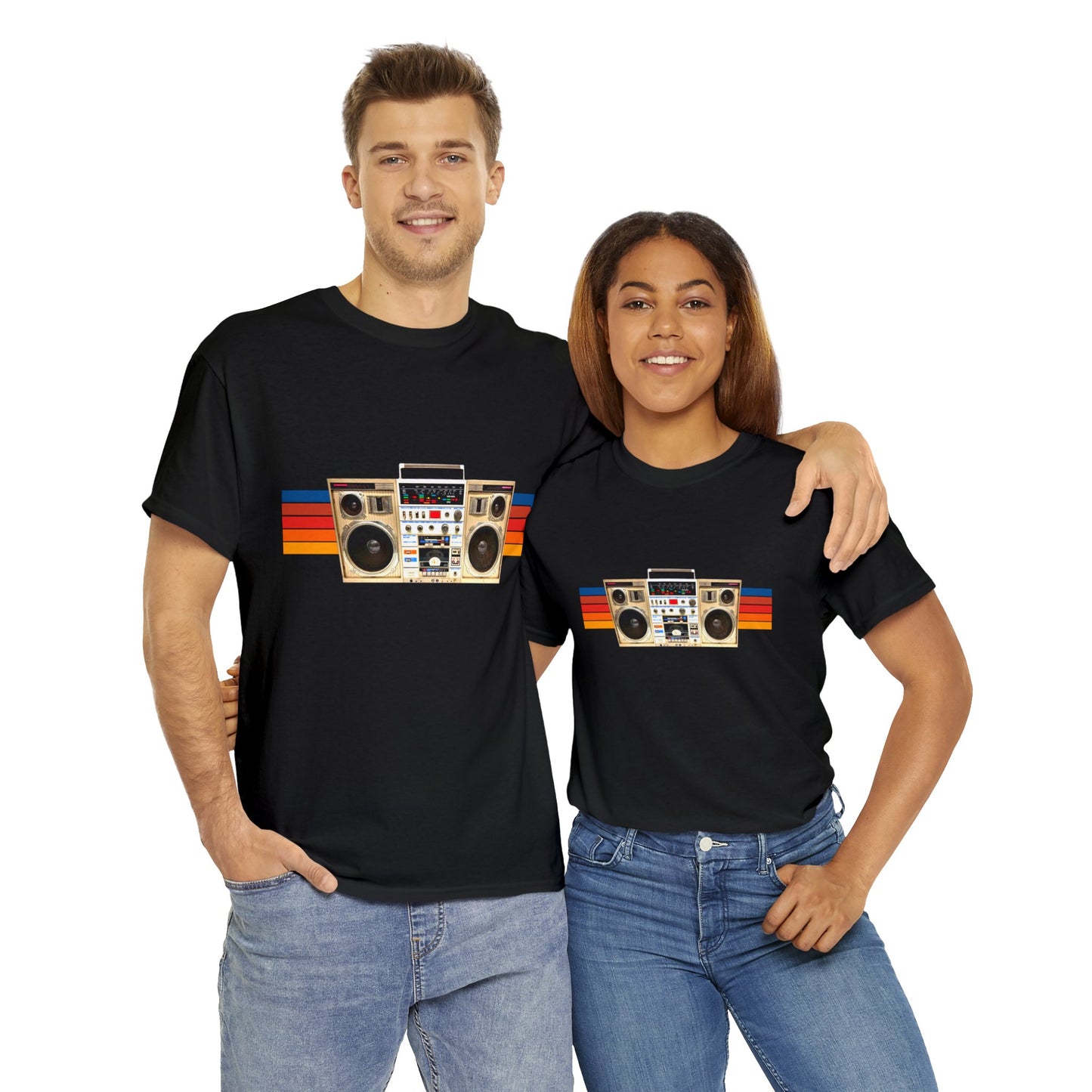 Jam Box, Ghetto Blaster, Boombox, Vintage Radio, Retro Cassette Player Heavy Cotton Tee