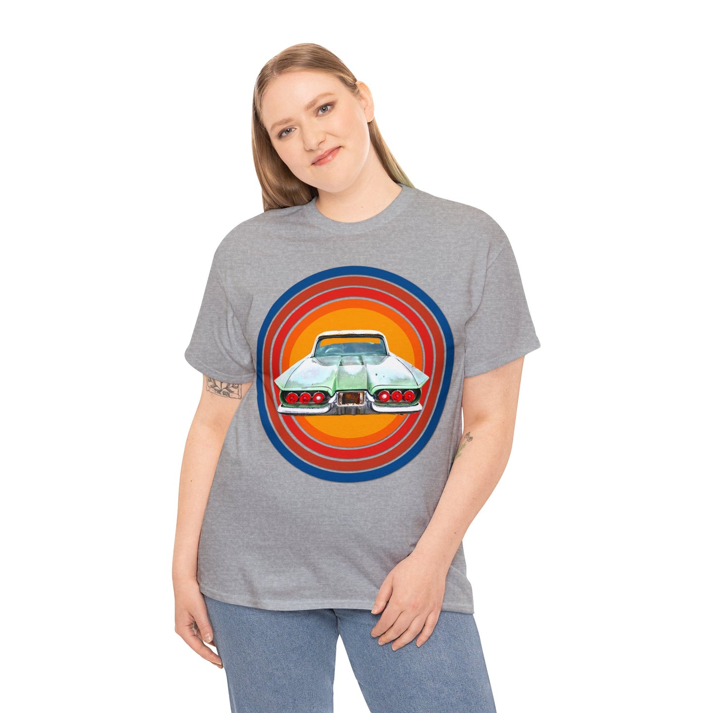 1960s Thunderbird Vintage American Automobile, Antique American Car Heavy Cotton Tee