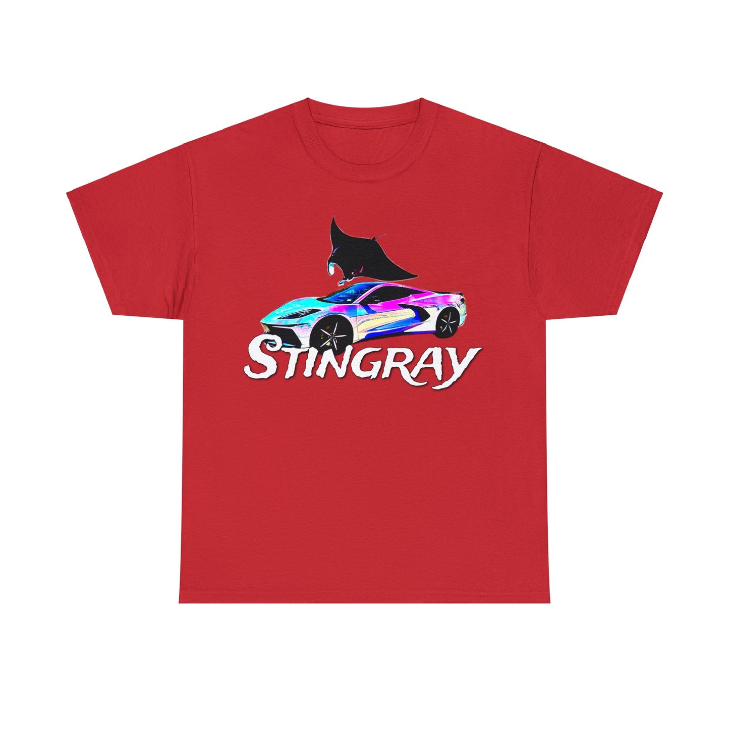 Sting Ray Car, Vette, Stingray Sports Car American Automobile Heavy Cotton Tee