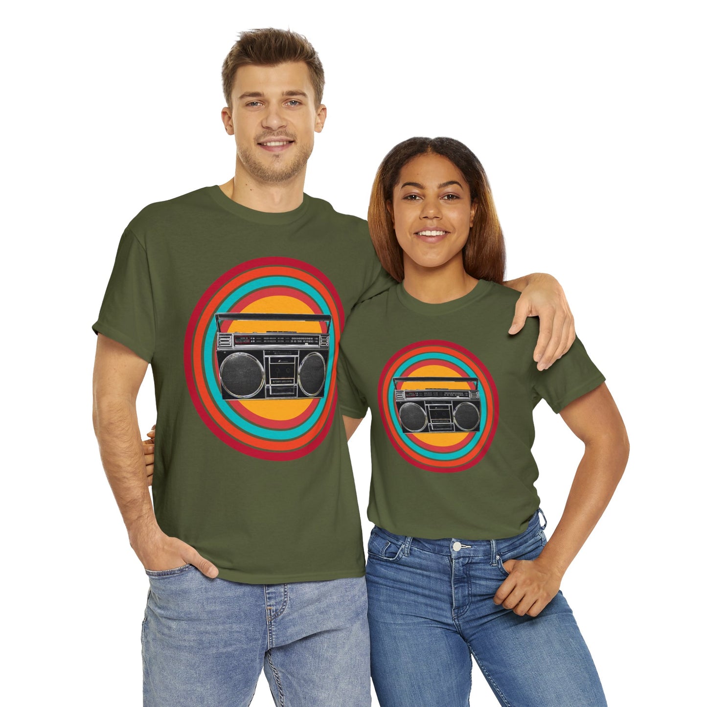 Jam Box, Ghetto Blaster, Boombox, Vintage Radio, Retro Cassette Player Heavy Cotton Tee