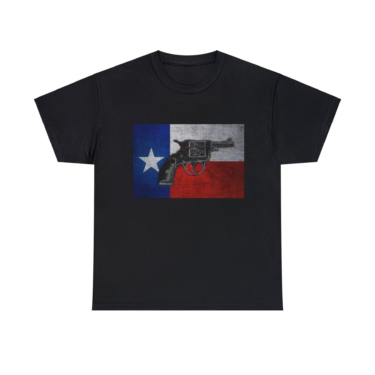 Vintage Pistol Revolver Texas Flag Heavy Cotton Tee