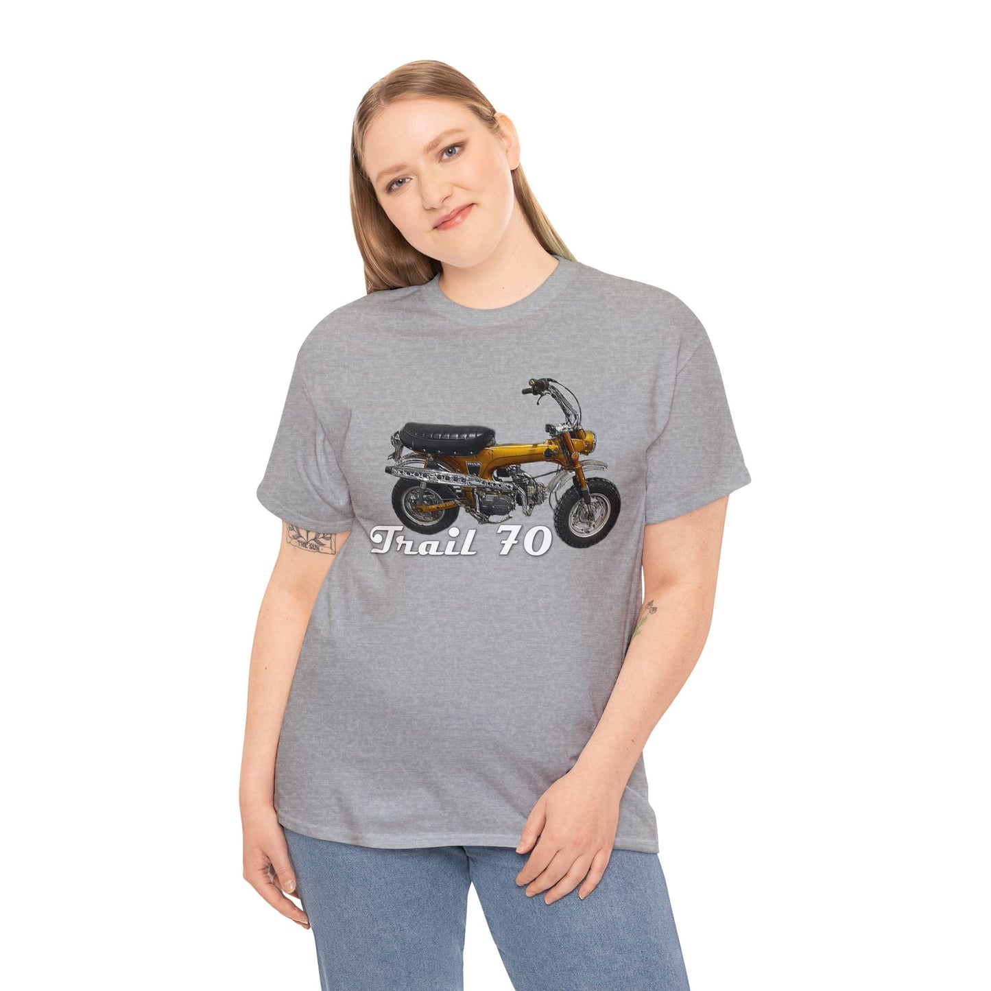 Trail 70 Mini BIke, Vintage Mini Bike, Retro Mini Bike Heavy Cotton Tee