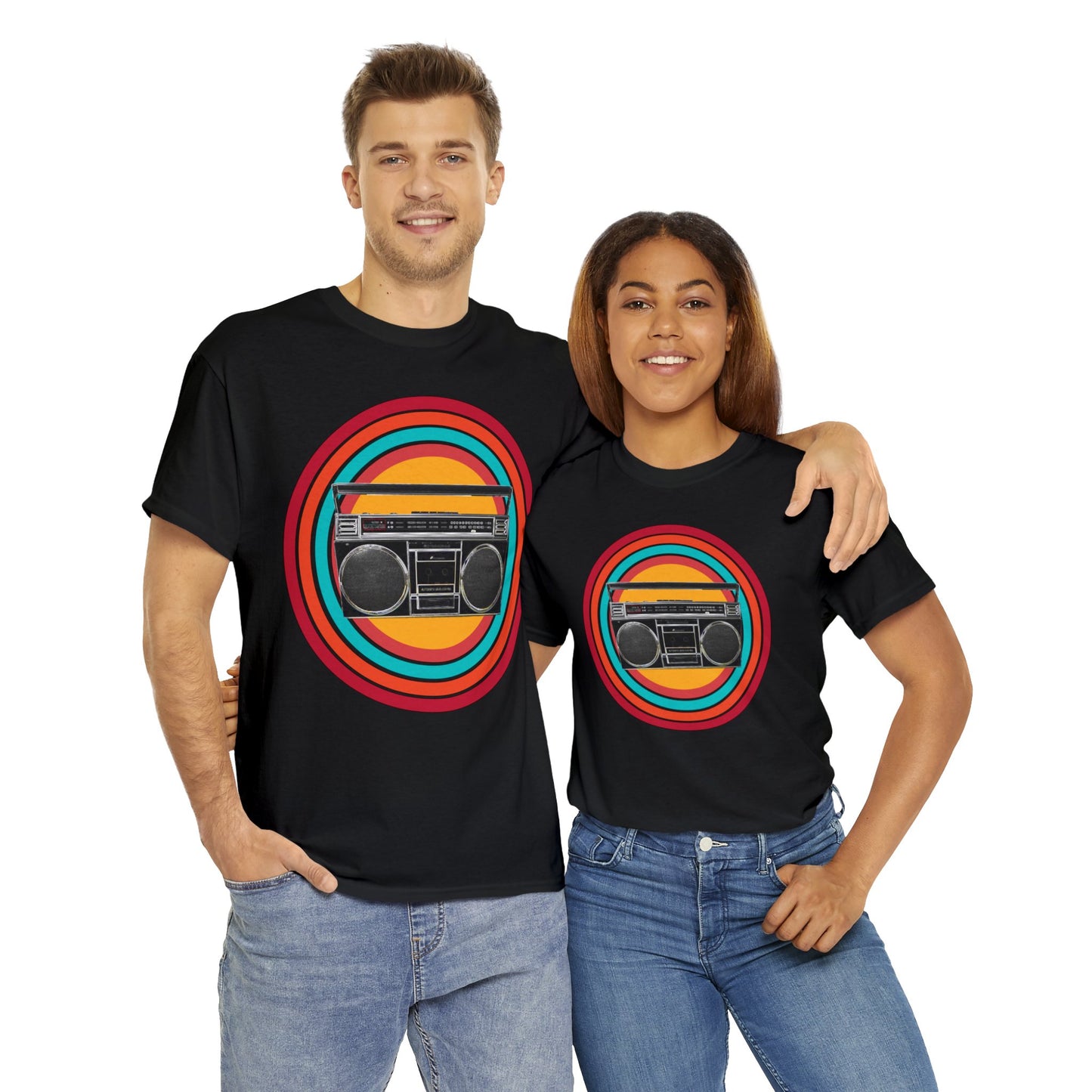 Jam Box, Ghetto Blaster, Boombox, Vintage Radio, Retro Cassette Player Heavy Cotton Tee