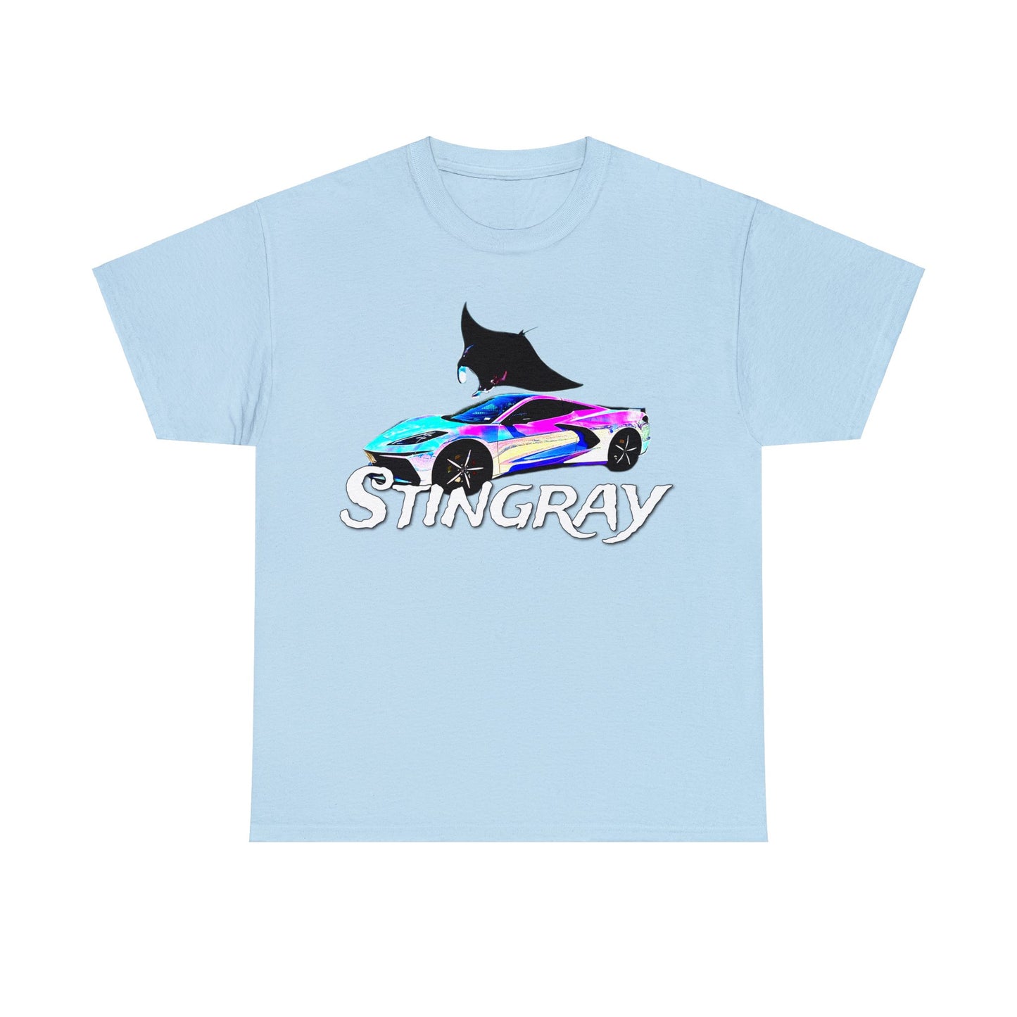 Sting Ray Car, Vette, Stingray Sports Car American Automobile Heavy Cotton Tee