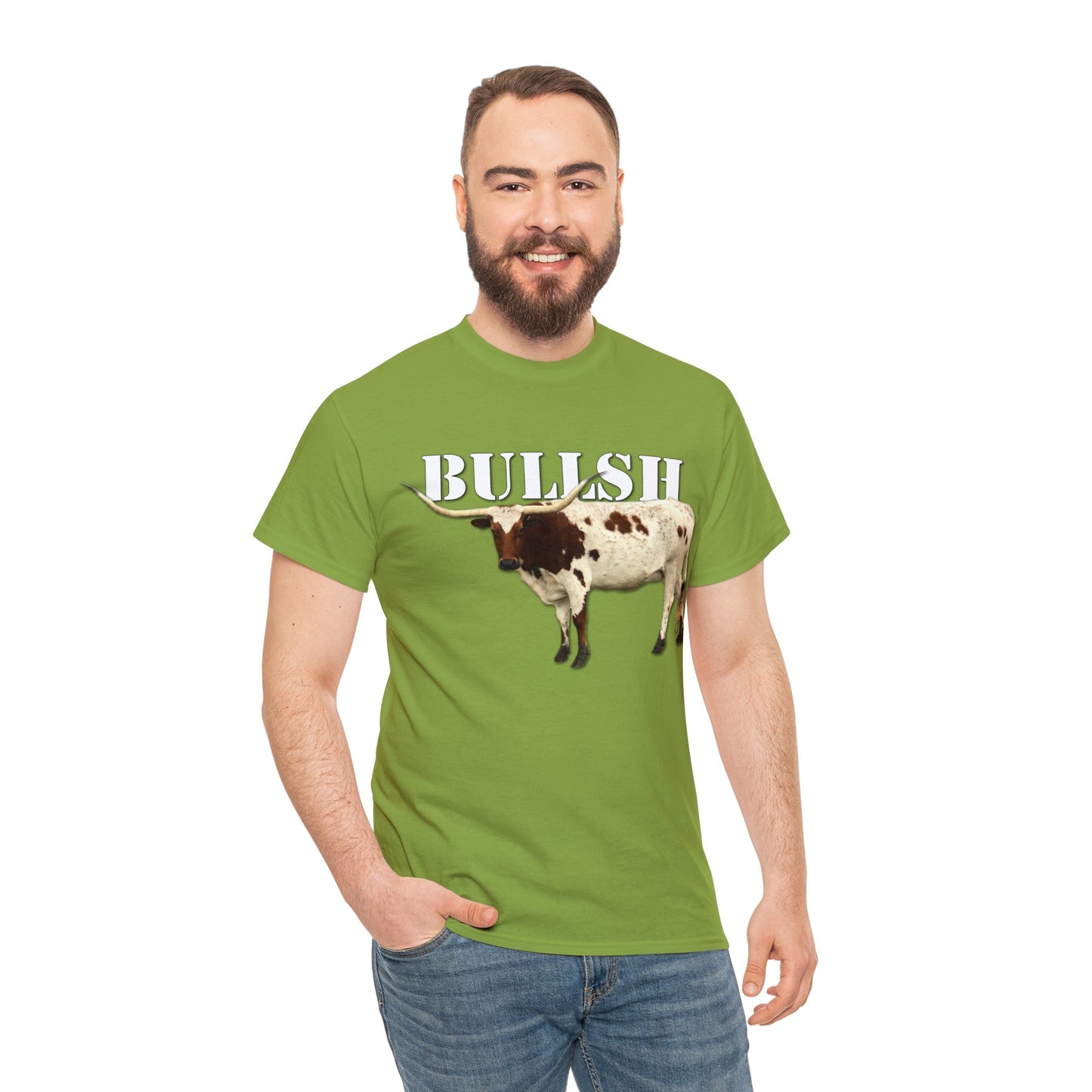 Bullsh, Longhorn, Cow, Cattle, Funny, Texas, Country Heavy Cotton Tee