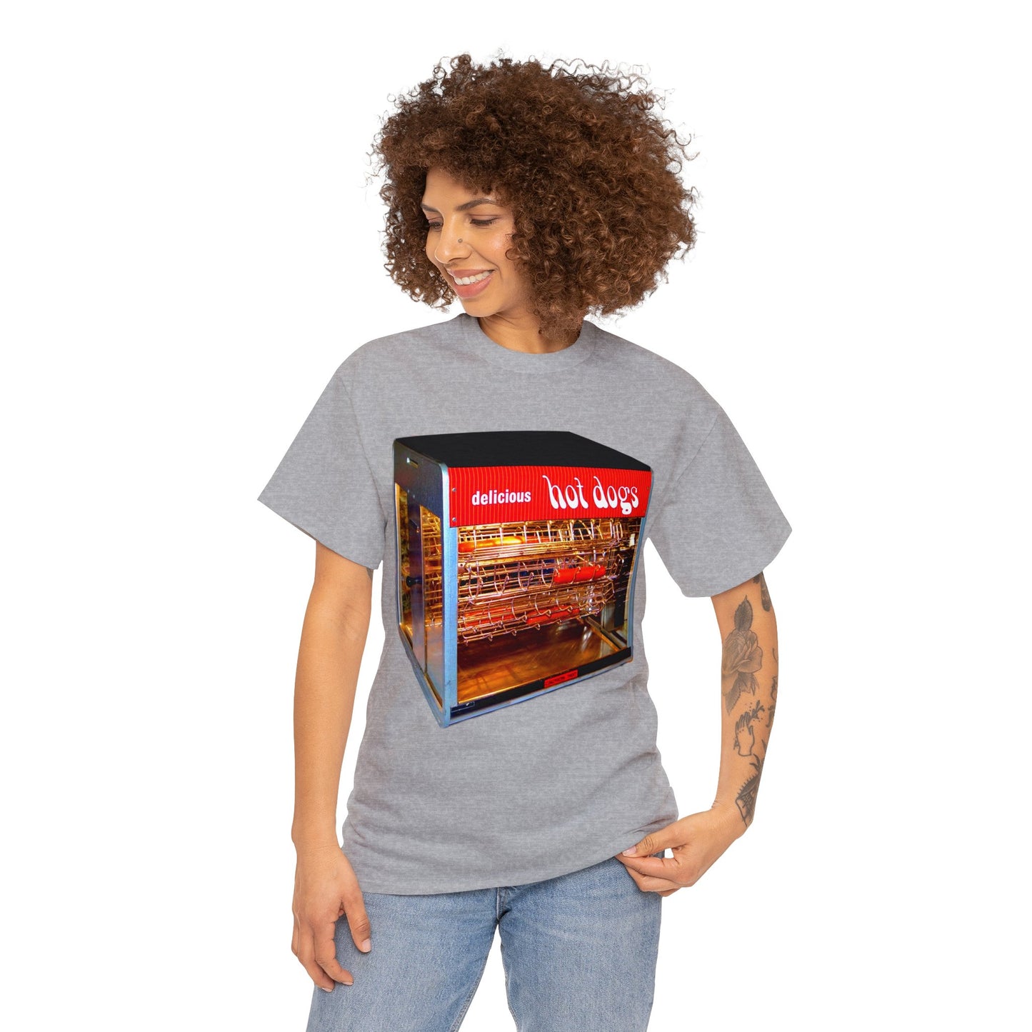 Hot Dog Roller, Hot Dog Vendor, Hot Dog Machine, Delicious Hot Dogs Heavy Cotton Tee