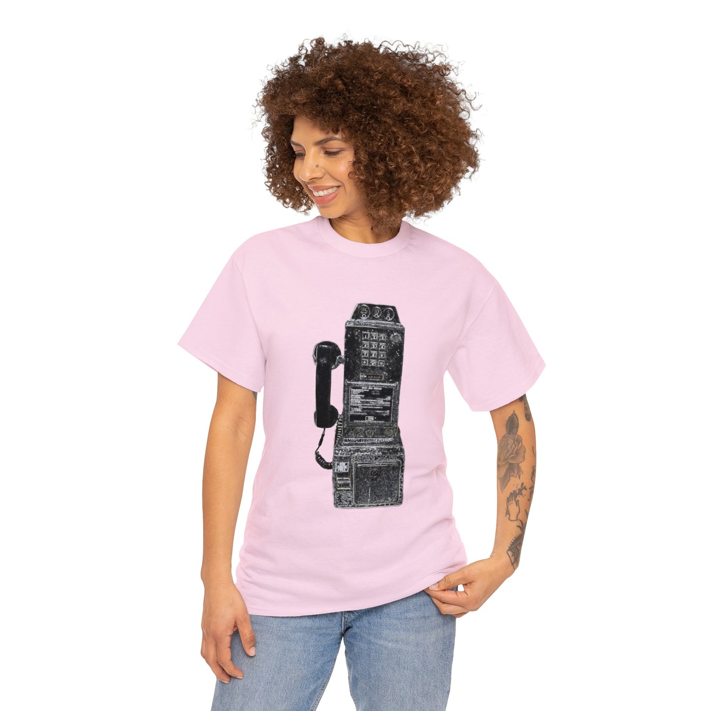 Vintage Retro Pay Phone Antique Telephone Phone Heavy Cotton Tee