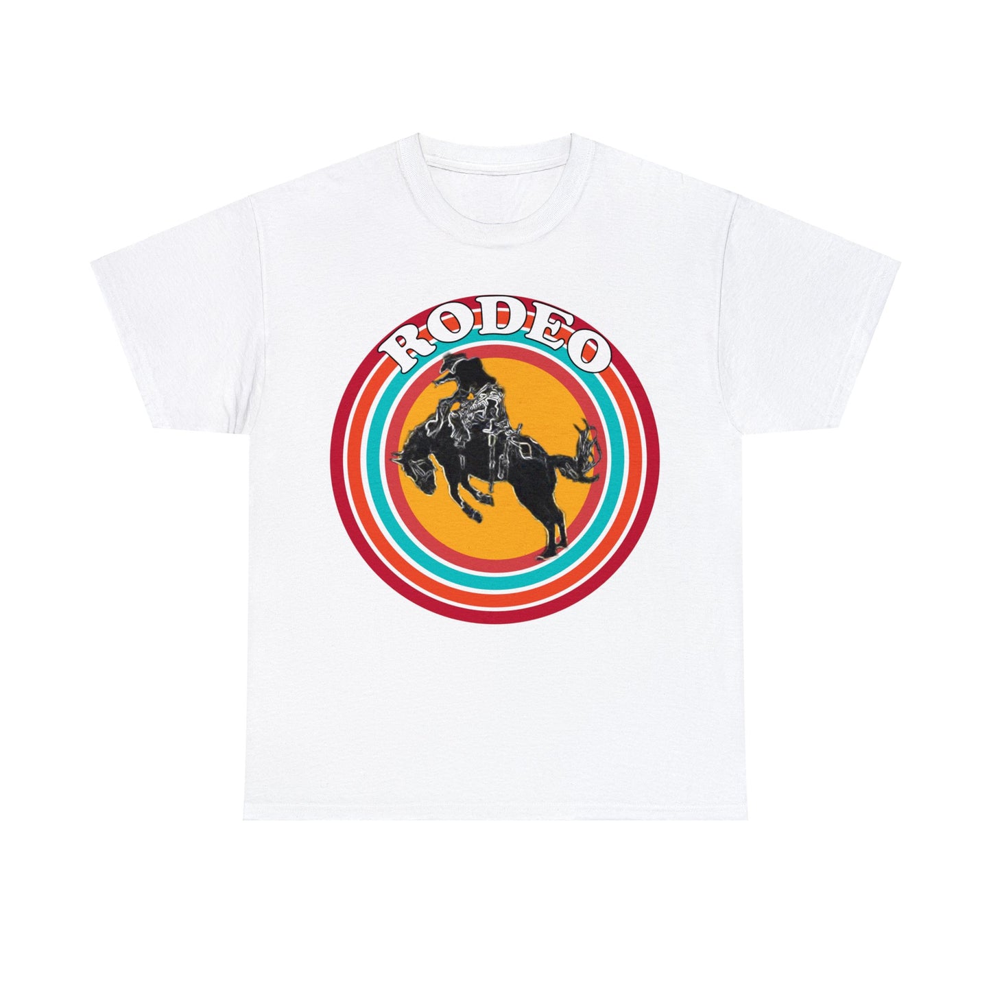 Rodeo, Bronco Rider, Bronc Buster, Cowboy Rider, Horse Rider, Wild Horse Heavy Cotton Tee