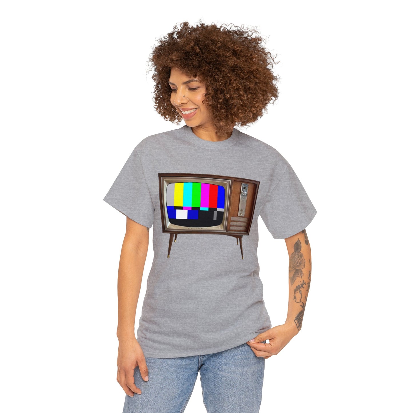 Vintage Television, Tube TV, Sign Off Screen, Old School, Vintage, Retro Heavy Cotton Tee