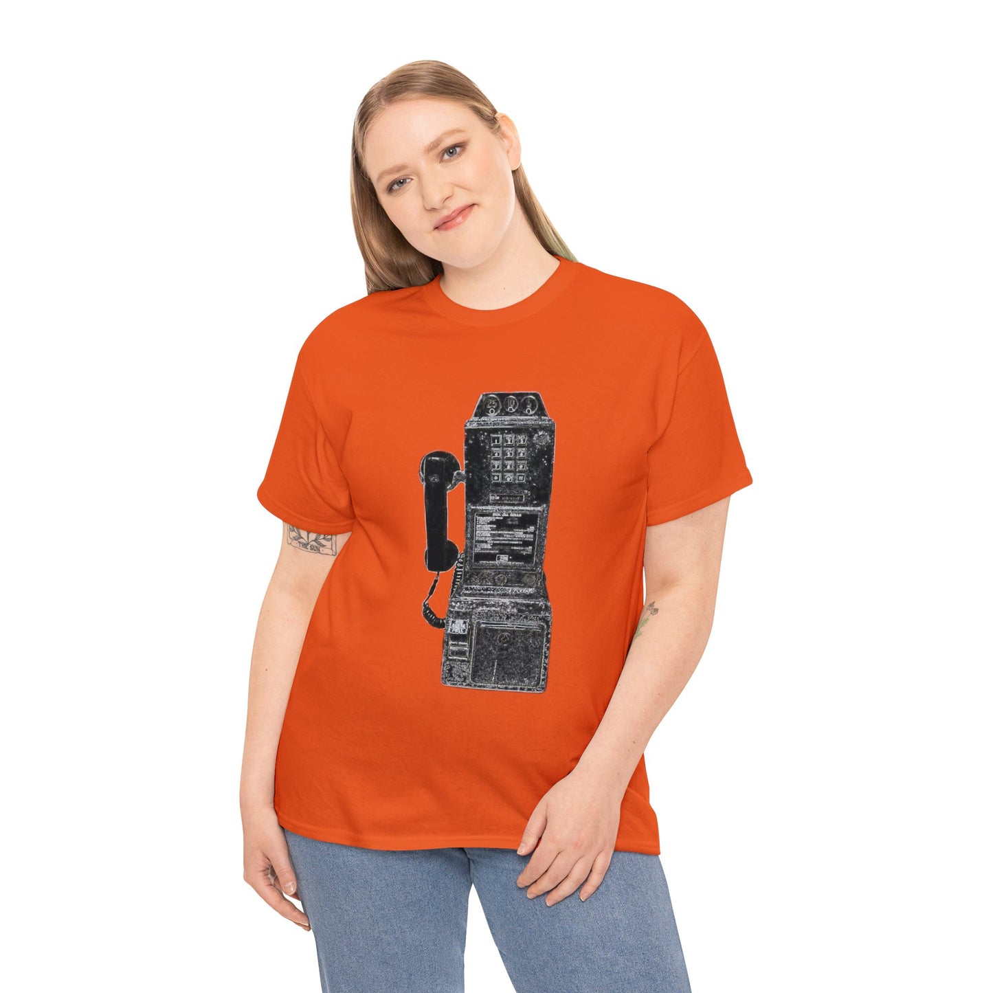 Vintage Retro Pay Phone Antique Telephone Phone Heavy Cotton Tee