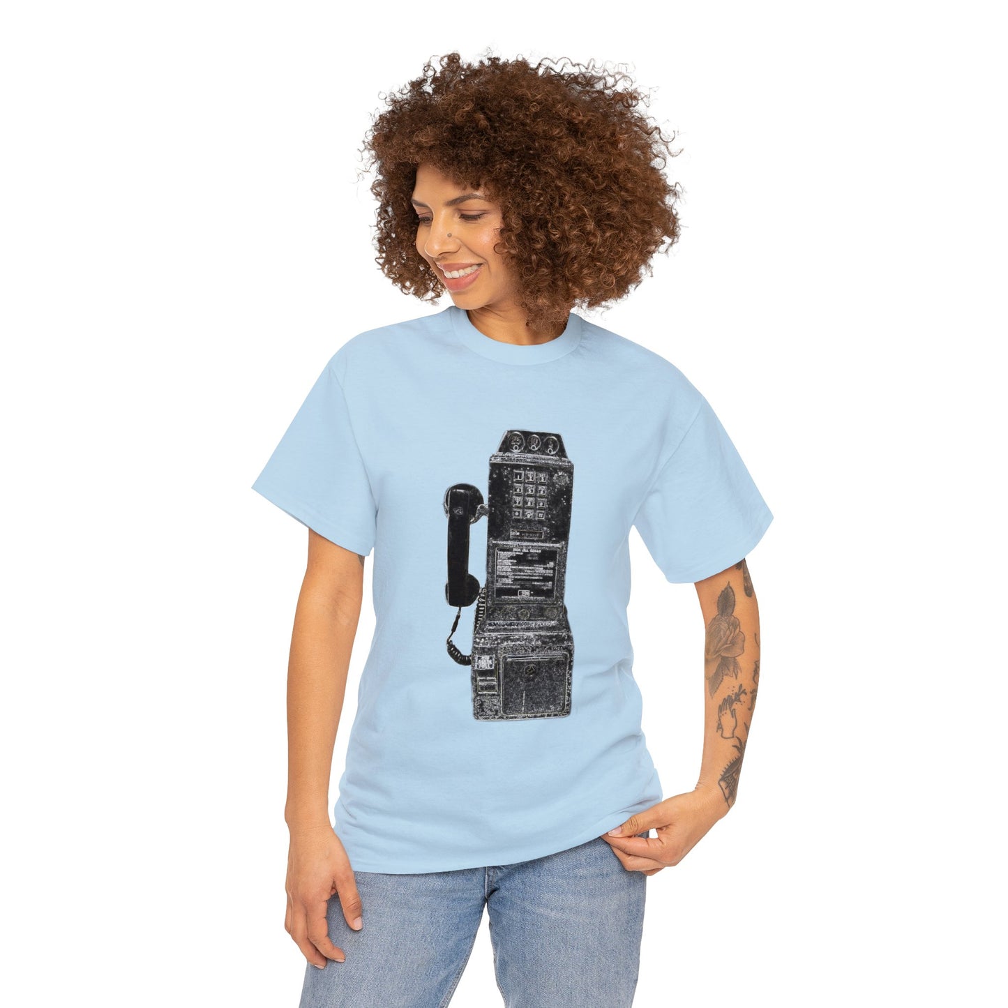 Vintage Retro Pay Phone Antique Telephone Phone Heavy Cotton Tee