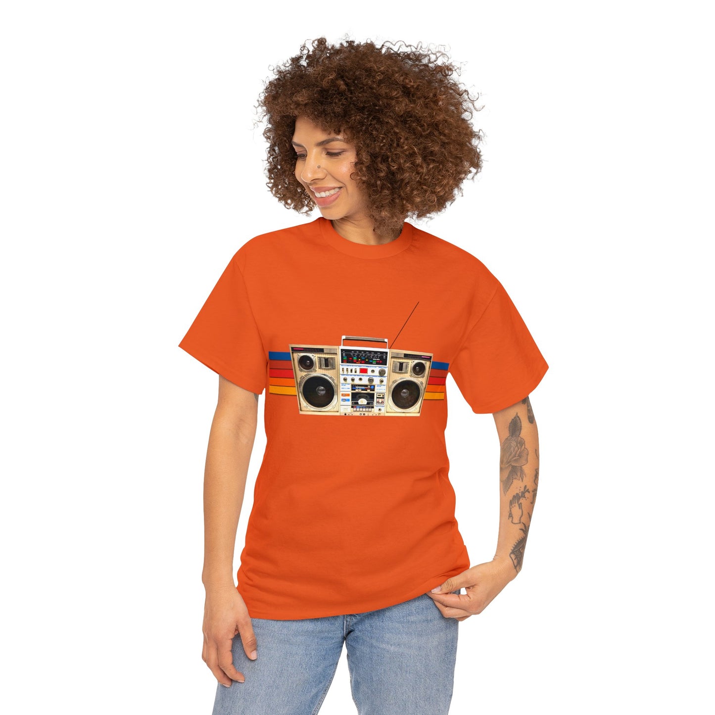 Jam Box, Ghetto Blaster, Boombox, Vintage Radio, Retro Cassette Player Heavy Cotton Tee