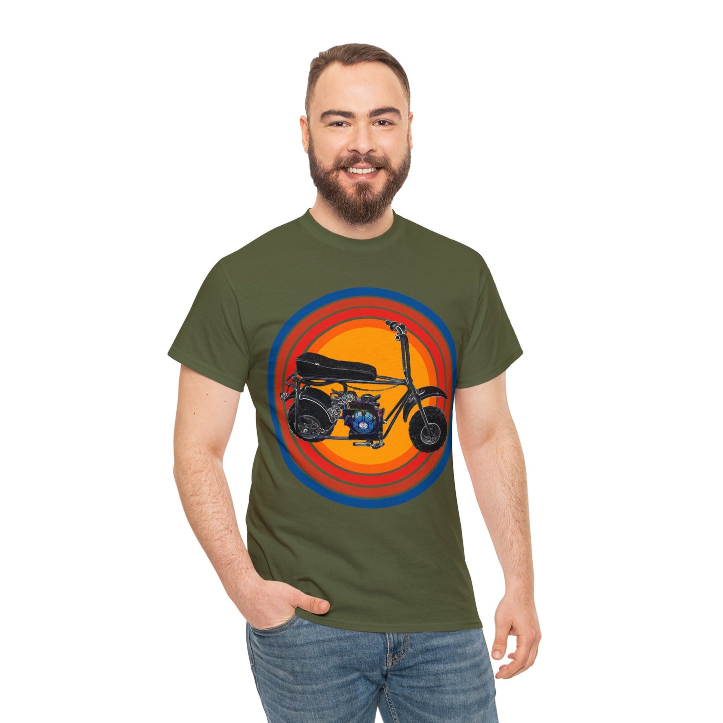 Mini Bike, Scooter, Vintage, Retro, Motorcycle, Moped Heavy Cotton Tee