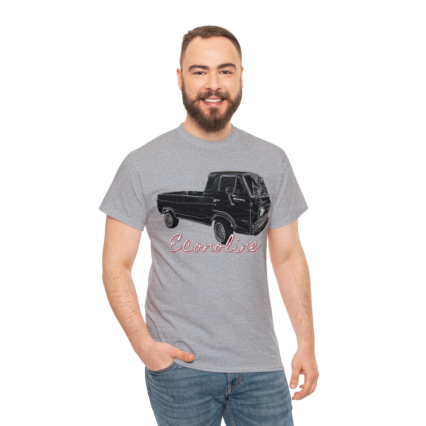 Econoline Pickup Truck, Vintage Pickup Truck, Old School Pickup Heavy Cotton Tee