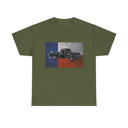 Vintage Texas Flag Pickup Truck Heavy Cotton Tee