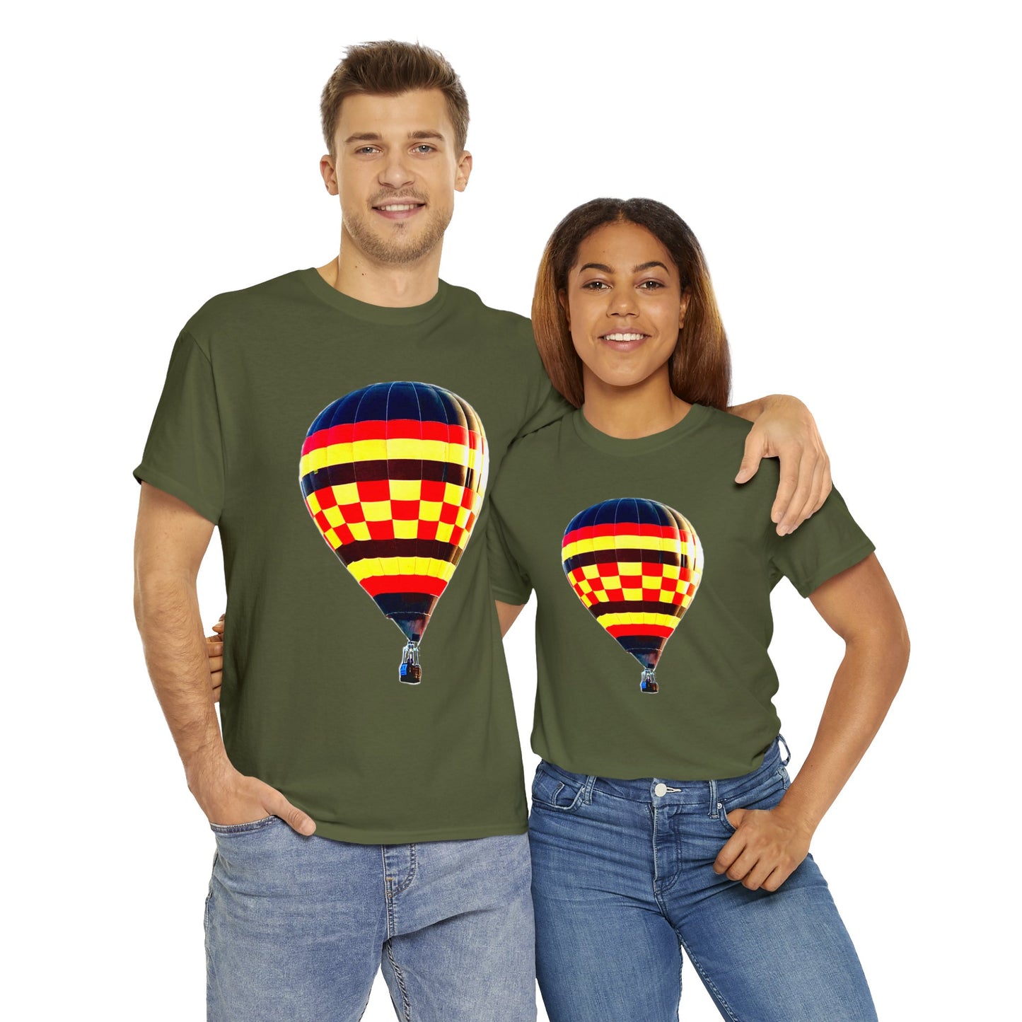 Hot Air Balloon, Balloon Pilot, Colorful Hot Air Balloon Heavy Cotton Tee