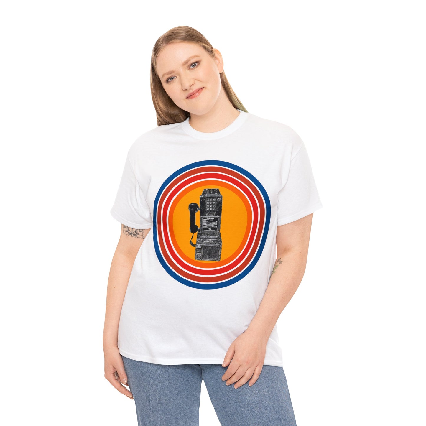 Vintage Retro Pay Phone Antique Telephone Phone Heavy Cotton Tee