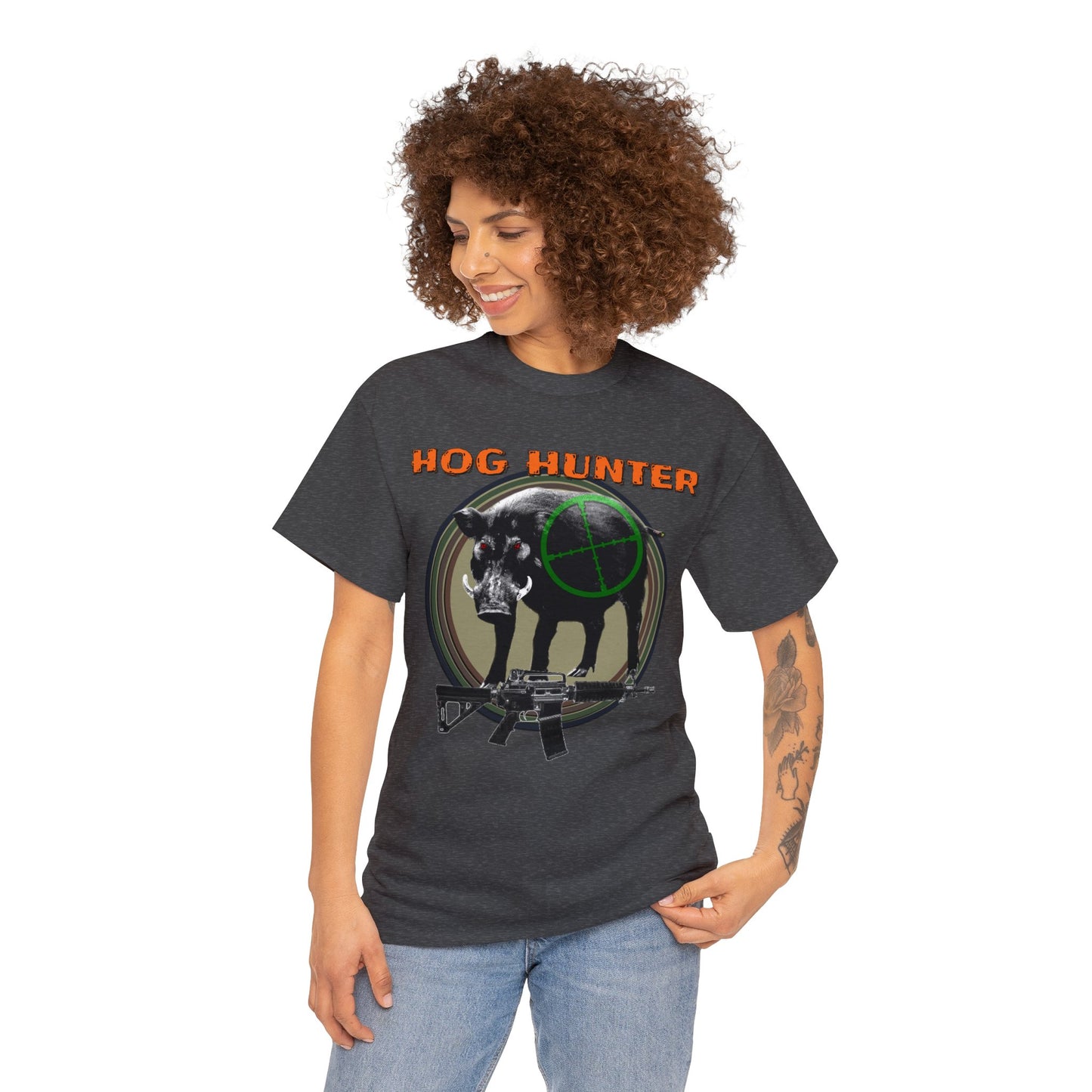 Wild Hog Hunter, Wild Hog, Hog Wild, Hog Boar Hunting Heavy Cotton Tee
