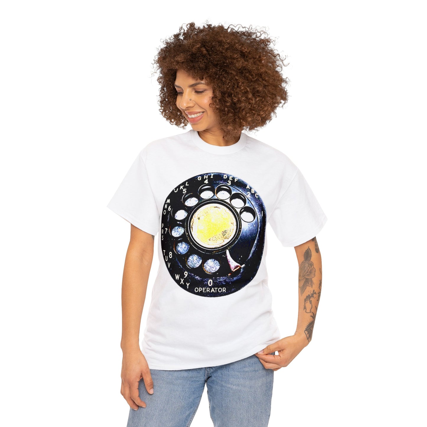 Vintage Retro Rotary Antique Telephone Phone Heavy Cotton Tee