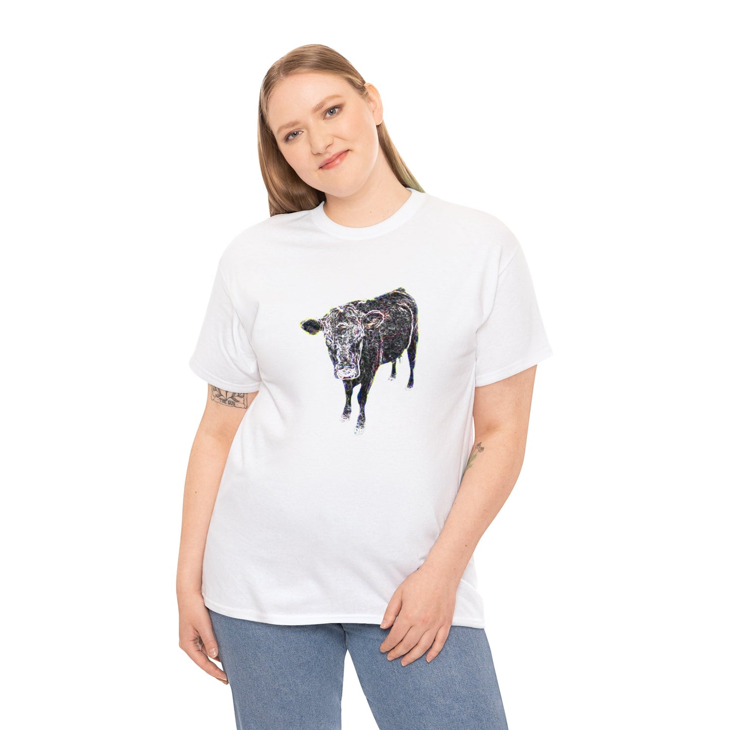 Vintage Retro Cow on the Farm Heavy Cotton Tee