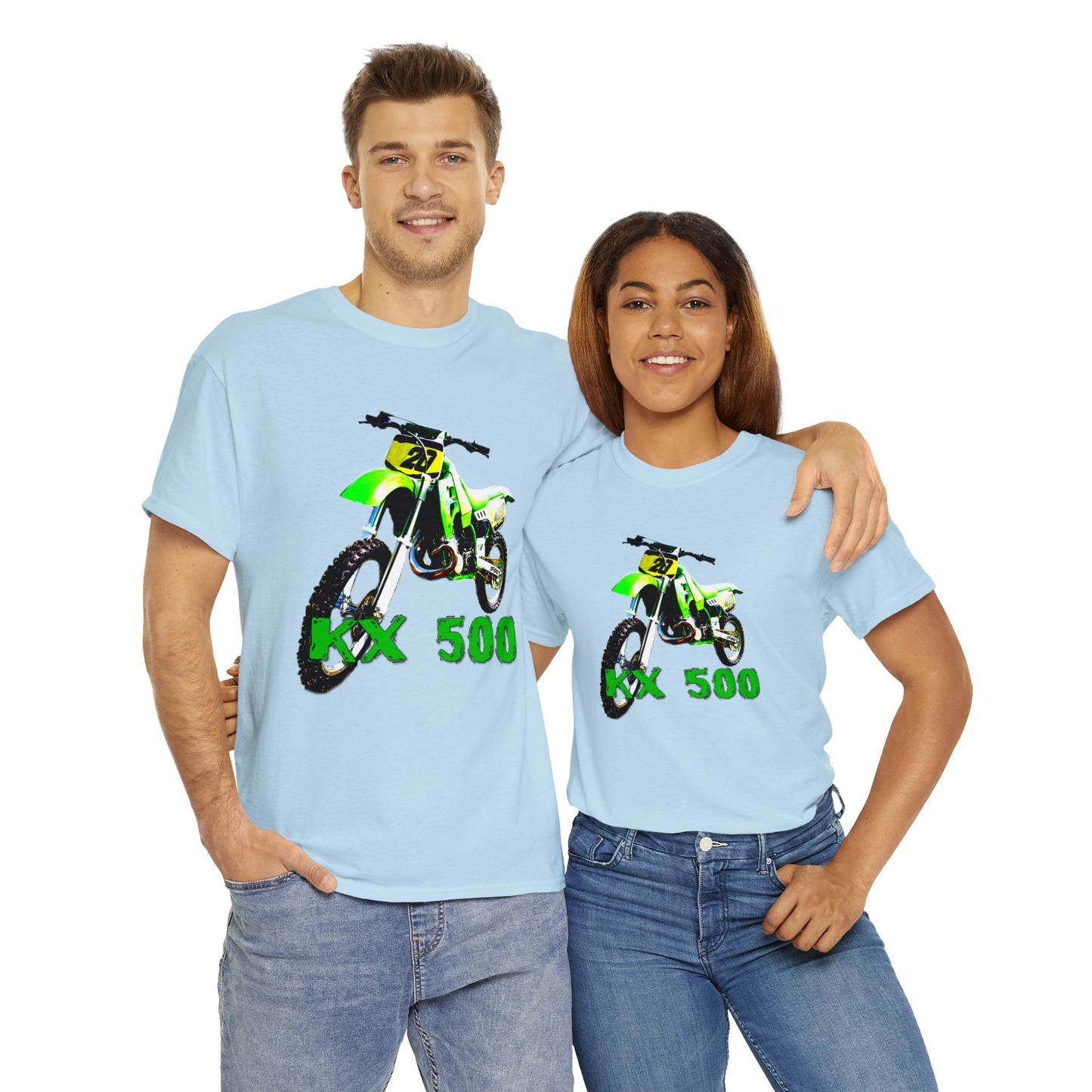 KX 500 Motocross, Vintage Dirt Bike, Green Dirt Bike, Motocross Heavy Cotton Tee