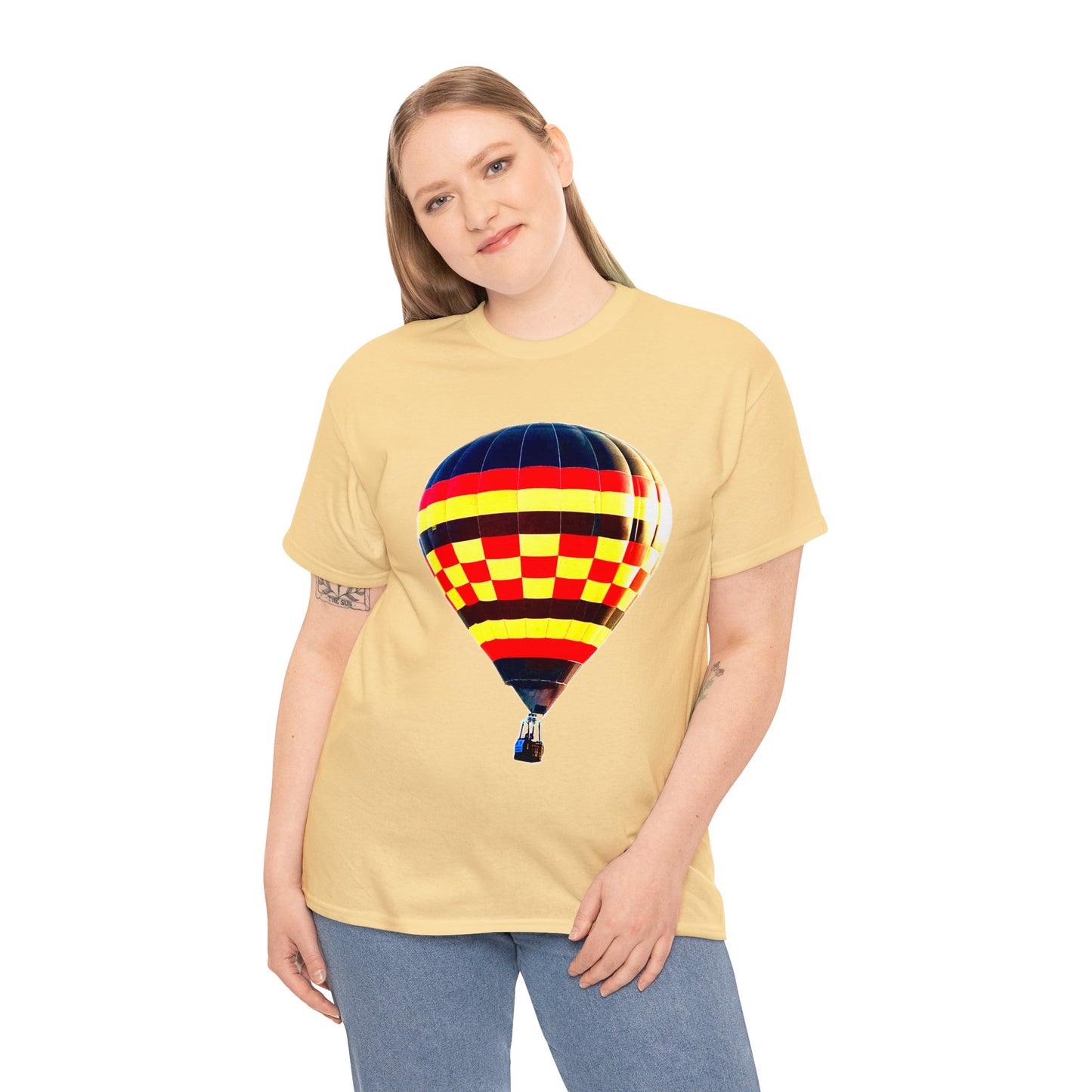 Hot Air Balloon, Balloon Pilot, Colorful Hot Air Balloon Heavy Cotton Tee