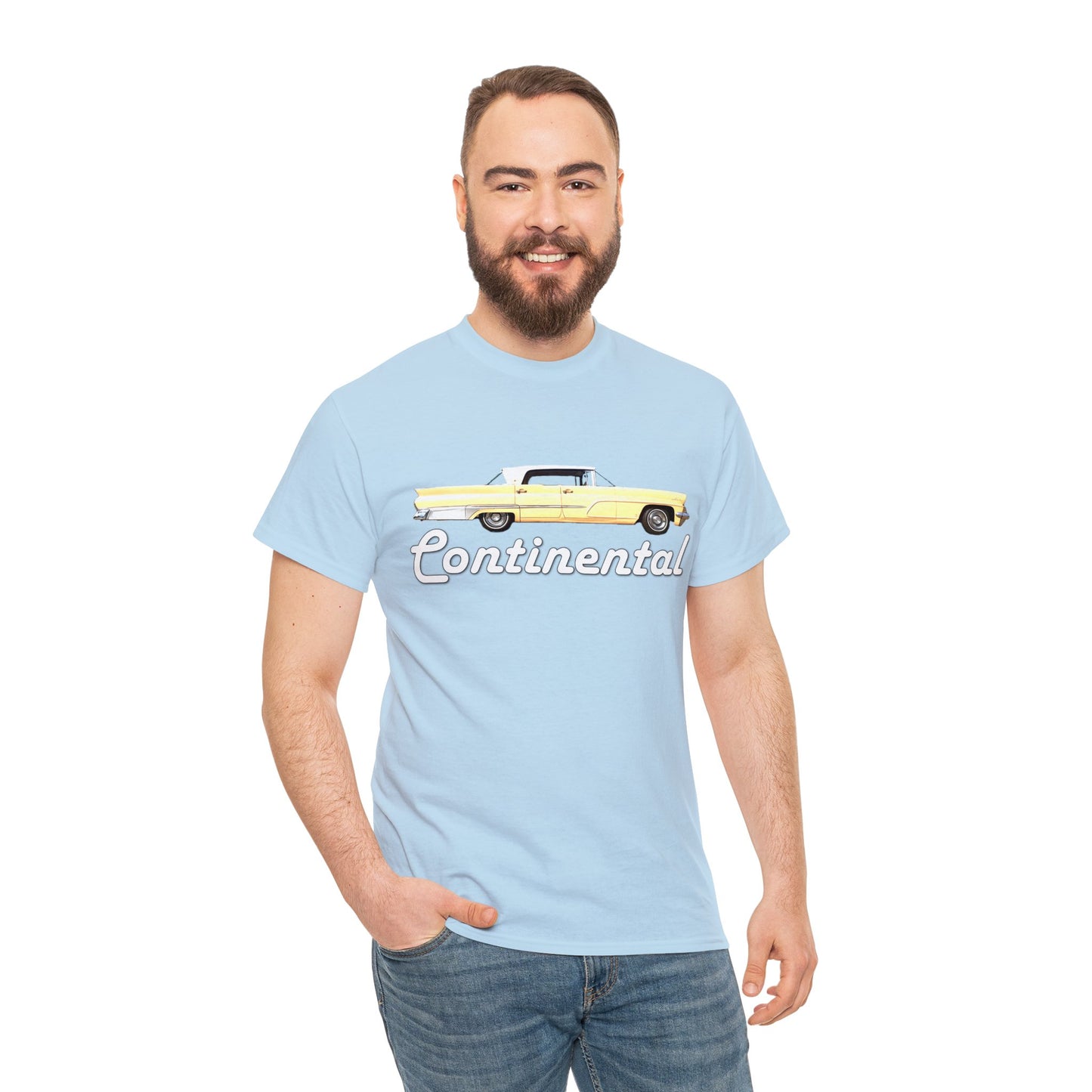 1959 Continental Retro Vintage American Car With Tail Fins Heavy Cotton Tee