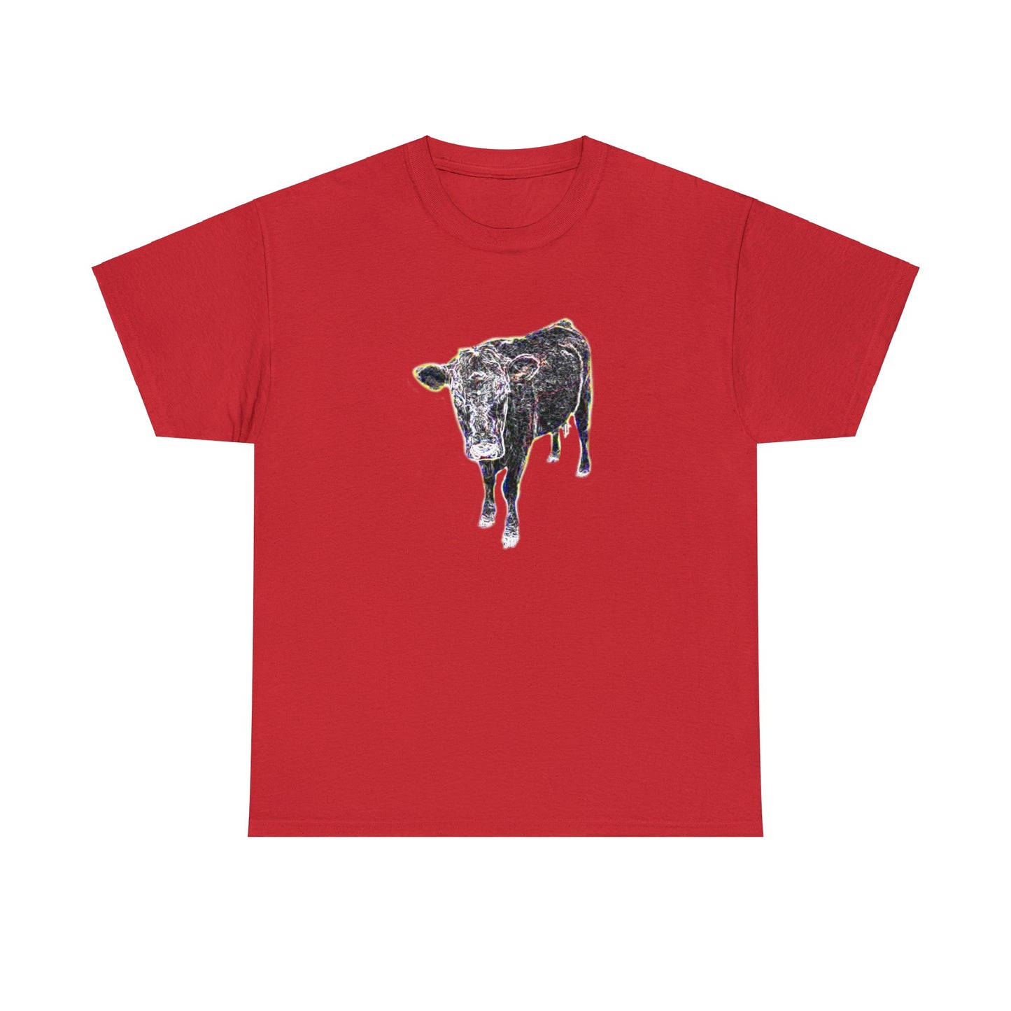 Vintage Retro Cow on the Farm Heavy Cotton Tee