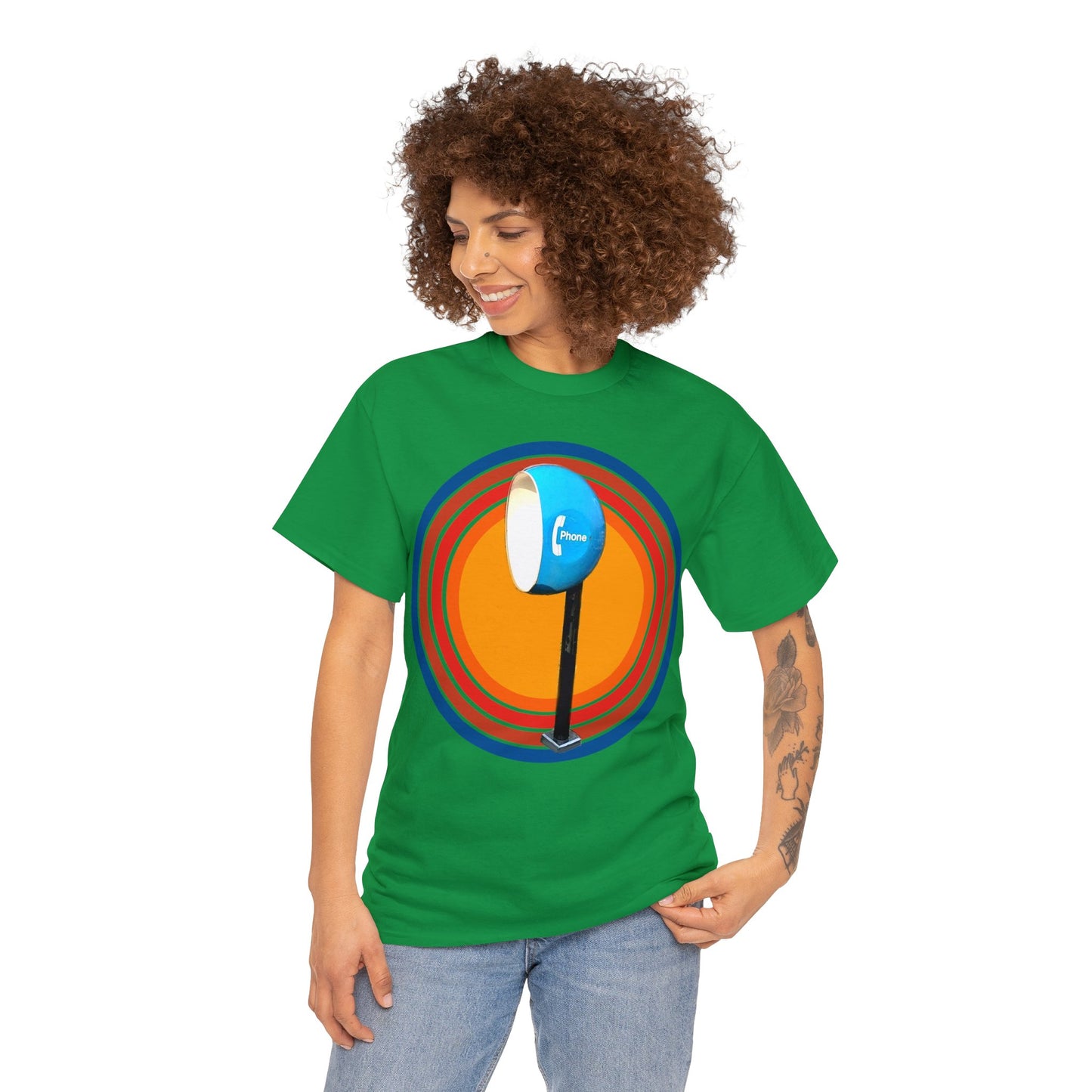 Vintage Egg Shaped Phone Booth, Retro Phone Booth Heavy Cotton Tee