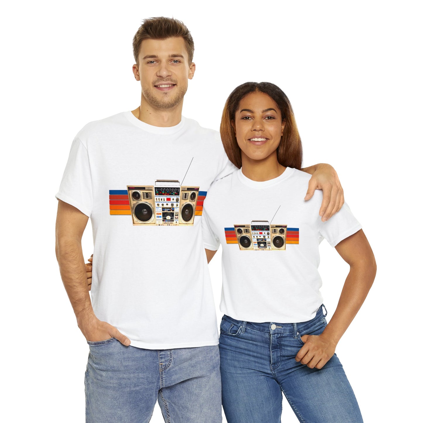 Jam Box, Ghetto Blaster, Boombox, Vintage Radio, Retro Cassette Player Heavy Cotton Tee