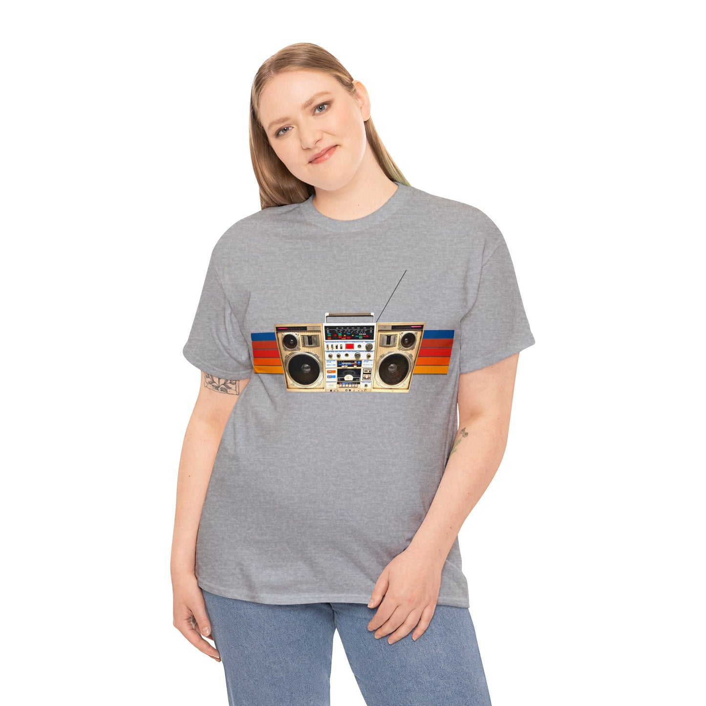 Jam Box, Ghetto Blaster, Boombox, Vintage Radio, Retro Cassette Player Heavy Cotton Tee