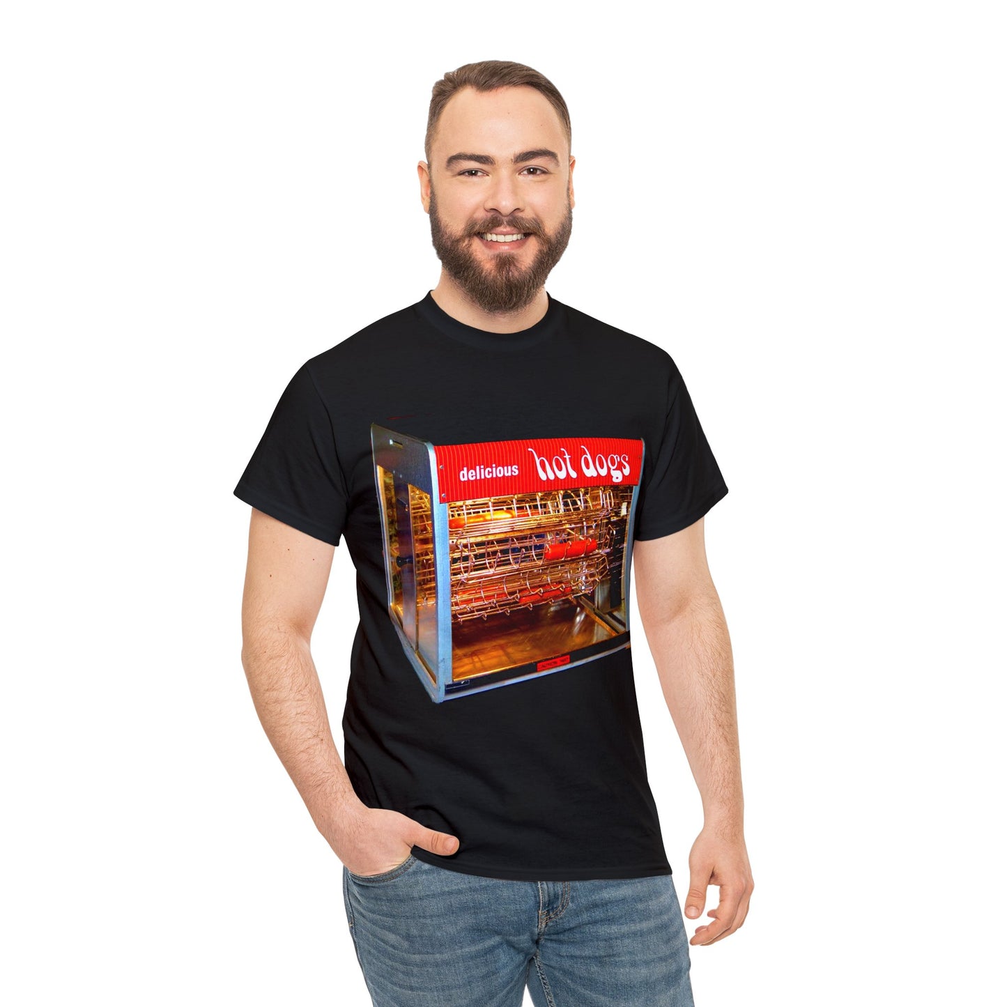 Hot Dog Roller, Hot Dog Vendor, Hot Dog Machine, Delicious Hot Dogs Heavy Cotton Tee