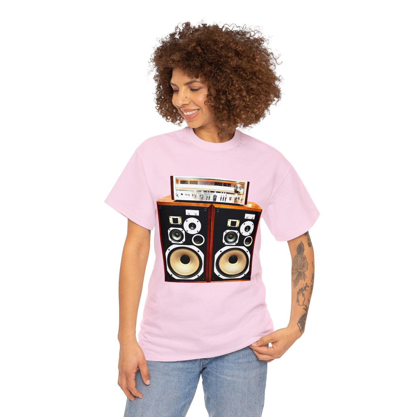 Vintage Stereo Receiver and Speakers, Audiophile, Retro Stereo, High Fidelity Heavy Cotton Tee